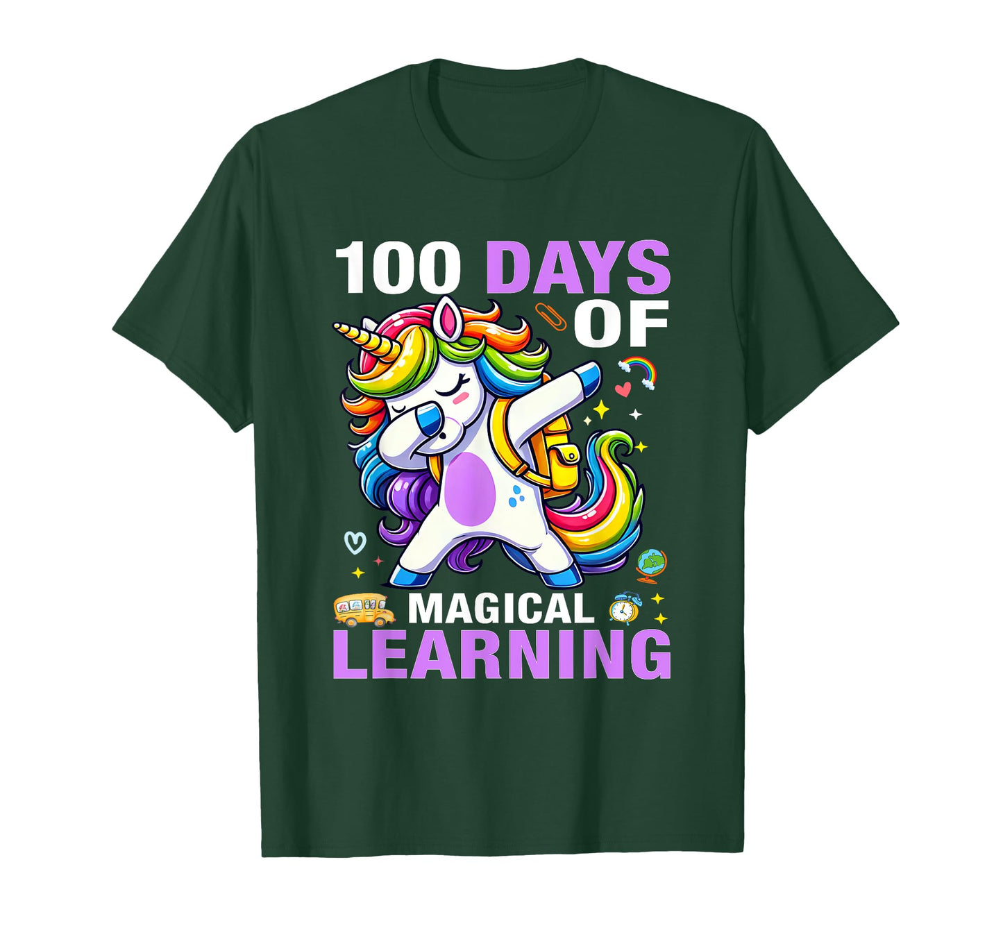 100 Days of Magical Learning Unicorn 100 Days Of School Girl T-Shirt