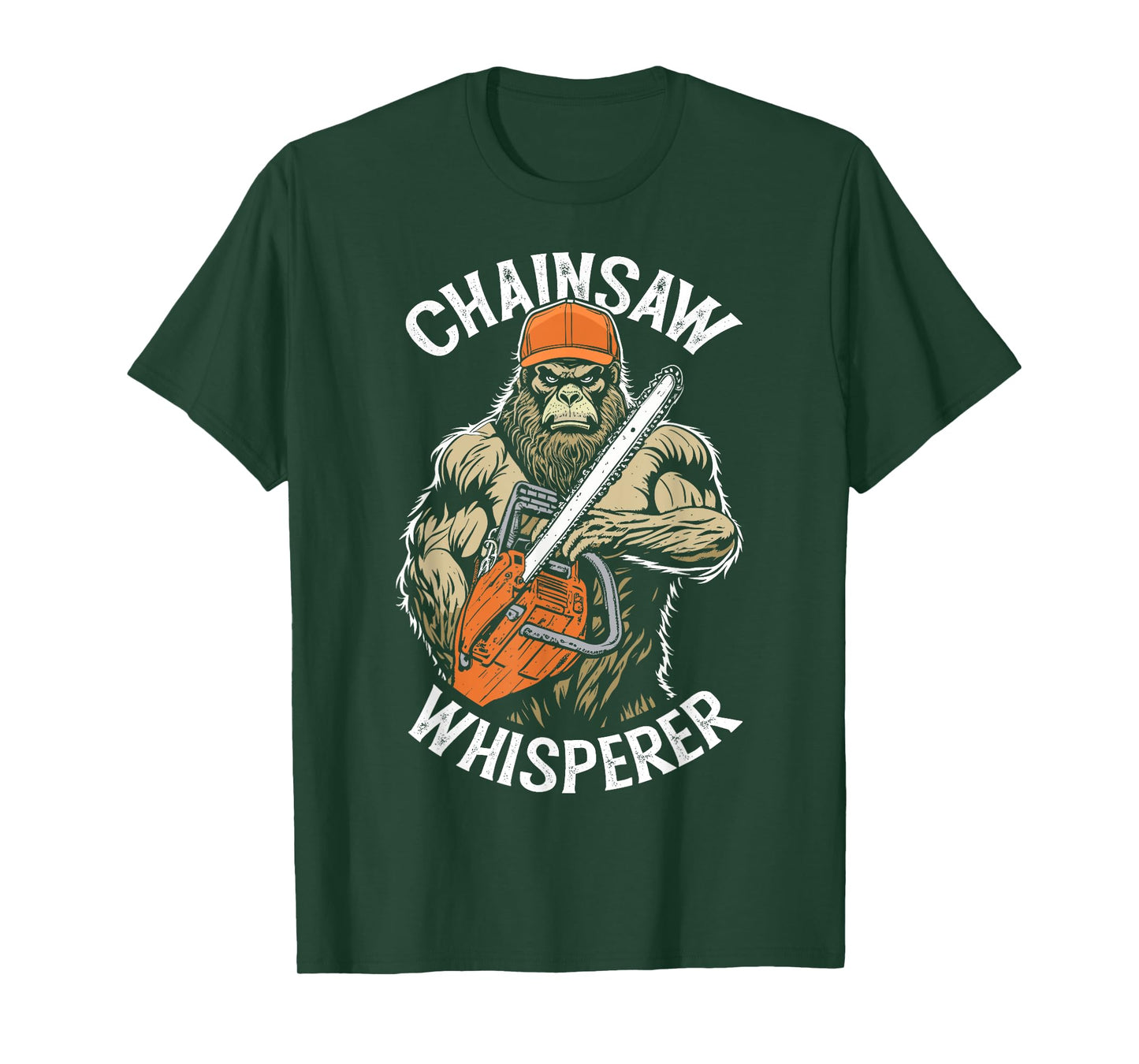 Grandio Design Funny Lumberjack Bigfoot Chainsaw Whisperer Sasquatch Logger T-Shirt - Black, Unisex-Adults, Short Sleeve, Classic Fit, Pull On, Letter Print