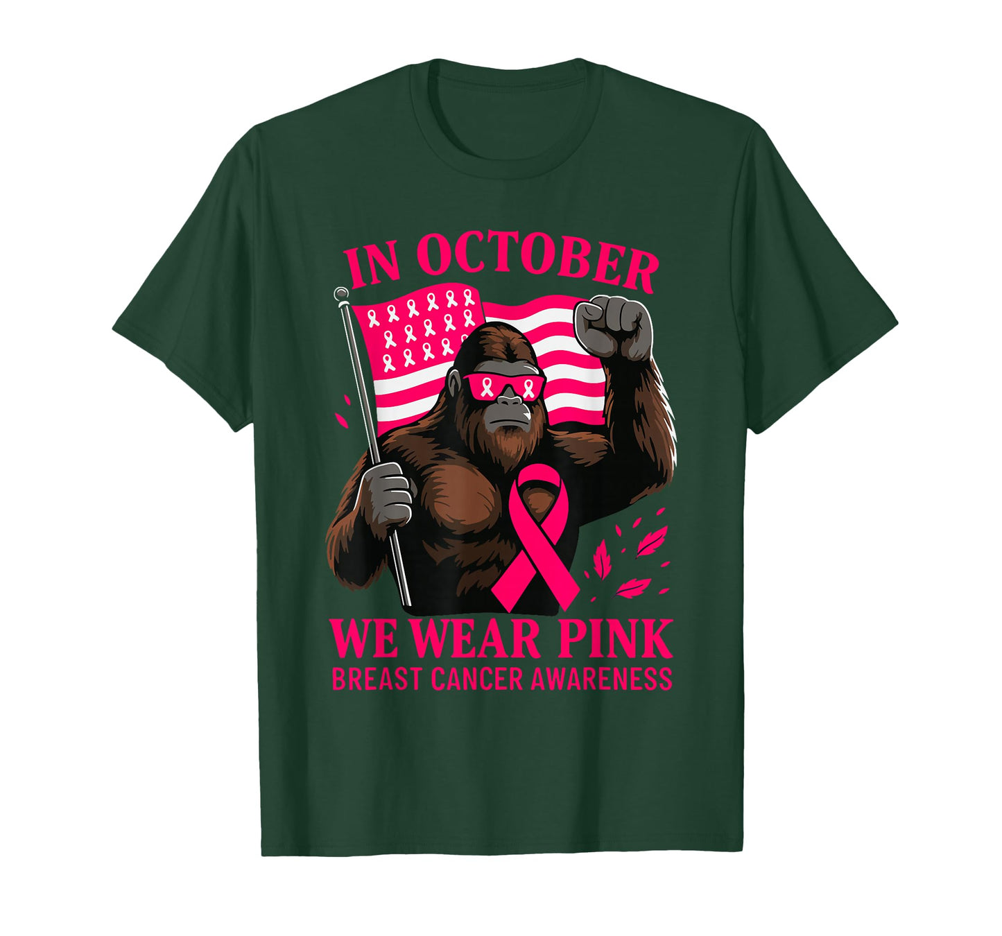 Breast Cancer Bigfoot Halloween in October We Wear Pink T-Shirt