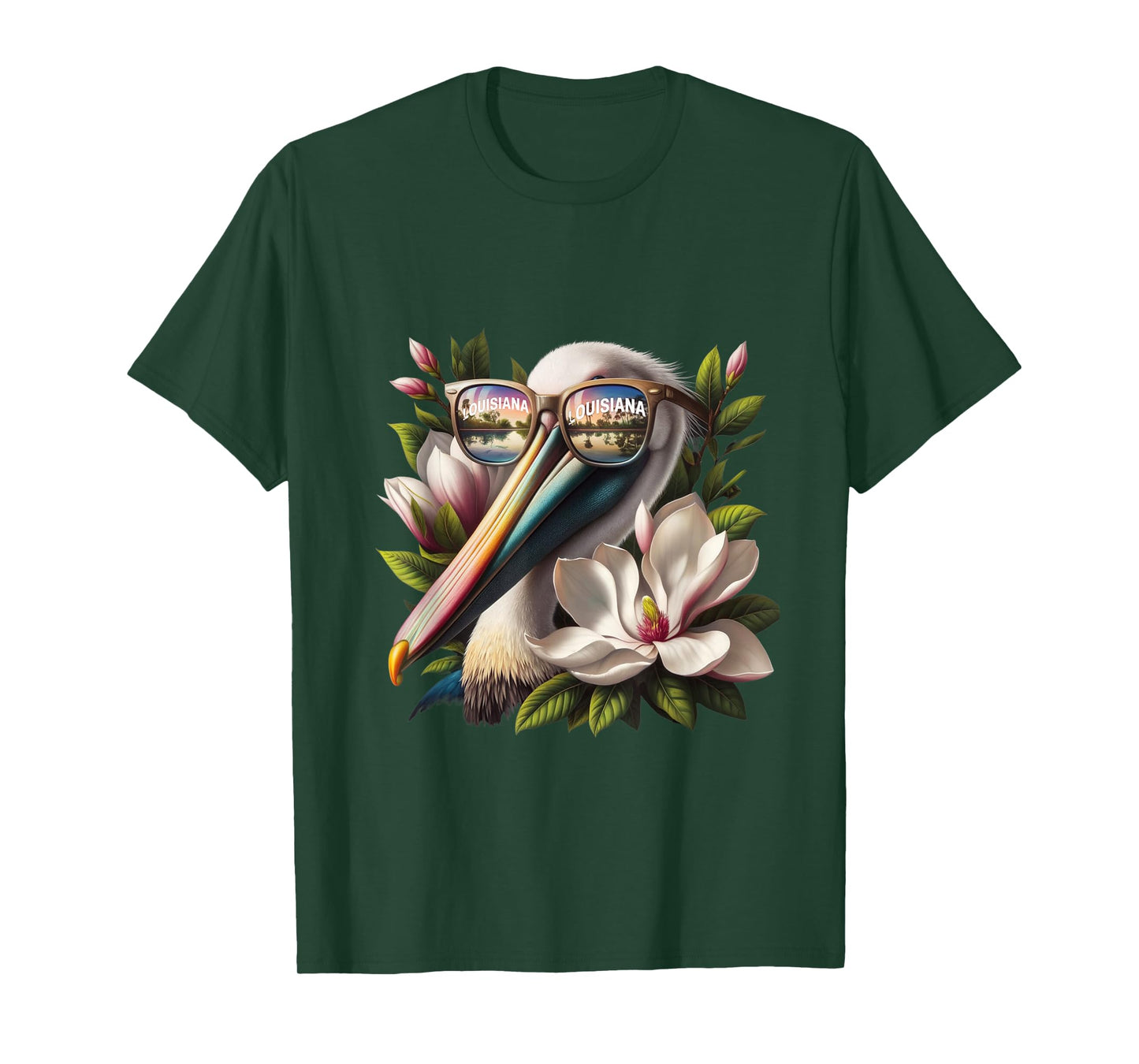 Louisiana Pelican Wearing Sunglasses State Bird Retro Art T-Shirt