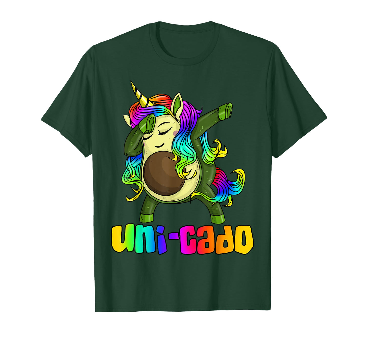 Uni Cado Dabbing Unicorn Avocado Rainbow Girl Birthday Gift T-Shirt