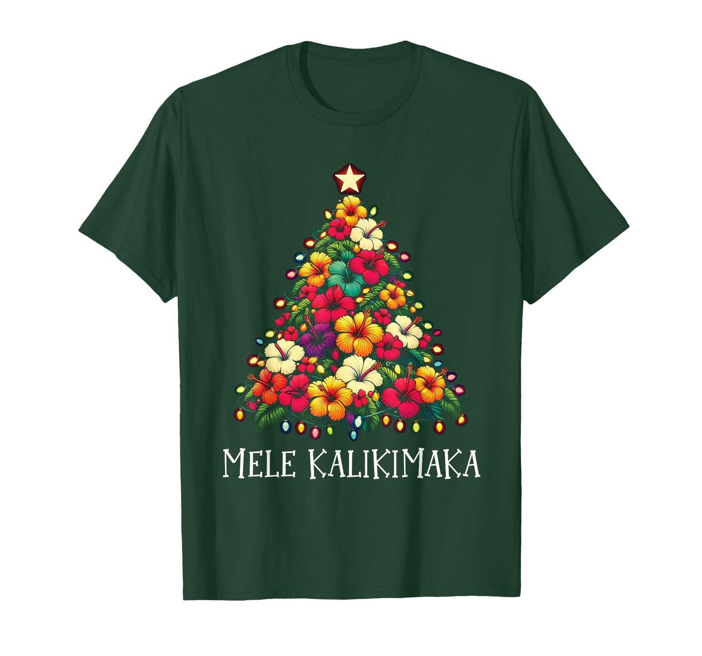 Mele Kalikimaka Hawaiian Christmas Tree Hawaii Tropical Xmas T-Shirt