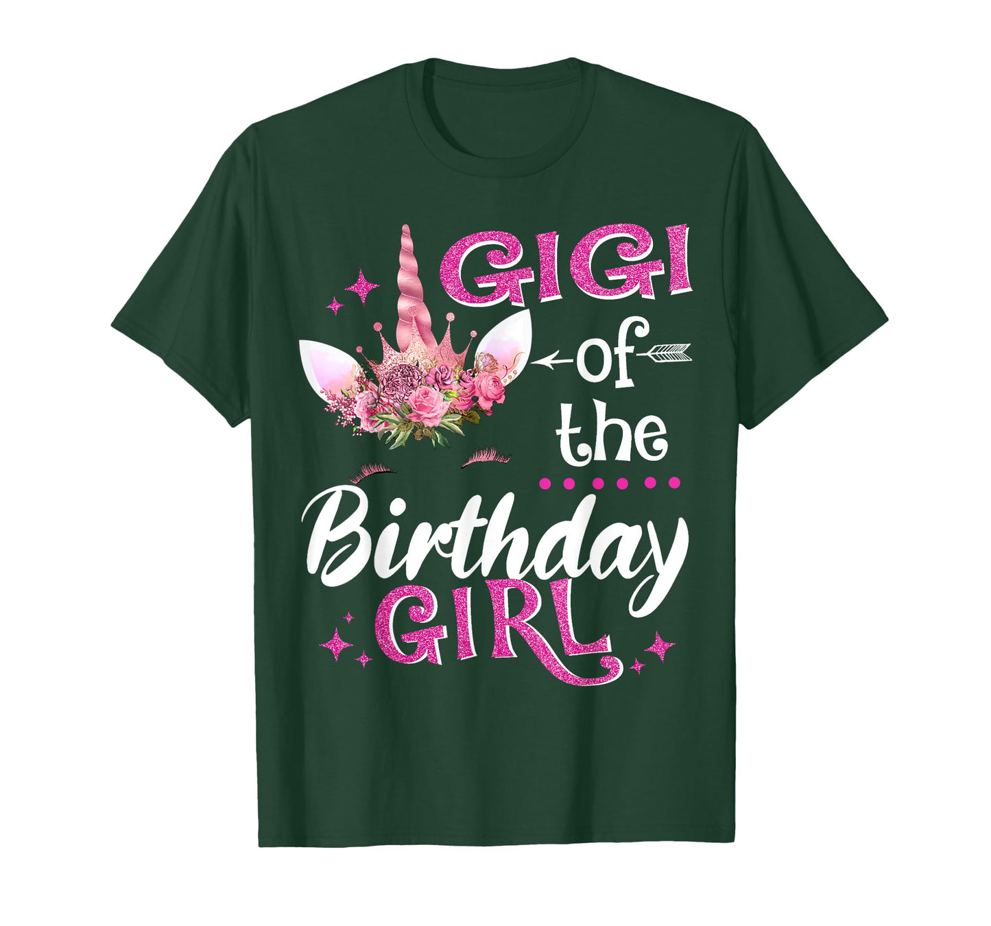 Gigi Of The Birthday Girl Unicorn Flower Grandma T-Shirt