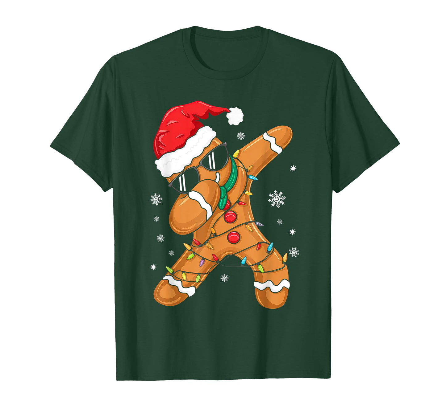 Dabbing Gingerbread Santa Christmas Family Matching Pajamas T-Shirt