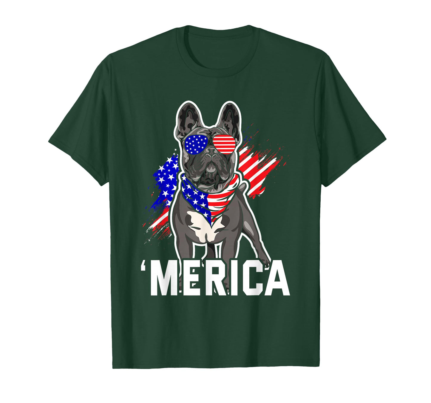Merica French Bulldog American Flag 4th of July Frenchie T-Shirt