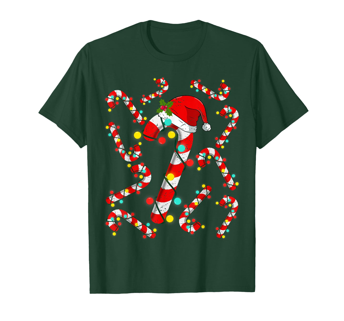 Christmas Candy Cane Santa Xmas Kids Toddler Youth Women Men T-Shirt