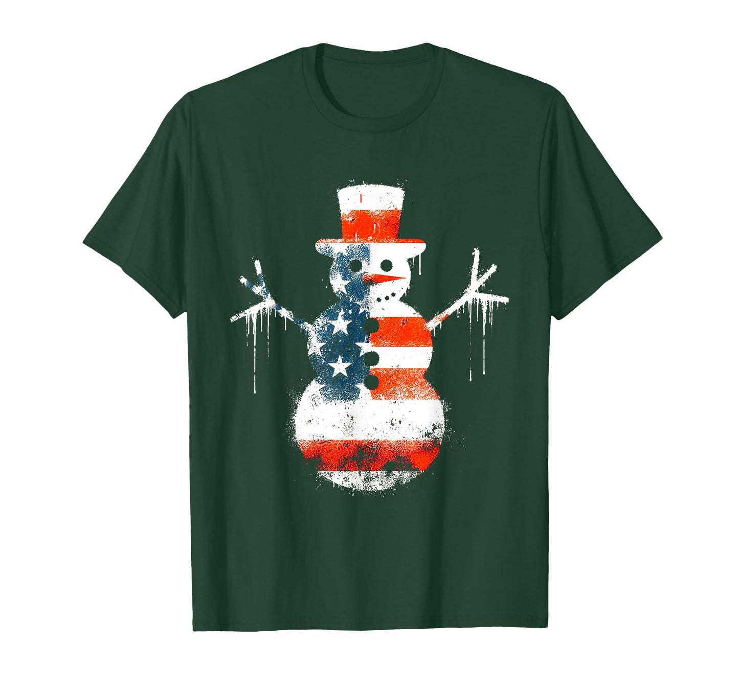 Snowman American Flag - Patriotic USA Snowman Xmas Lover T-Shirt
