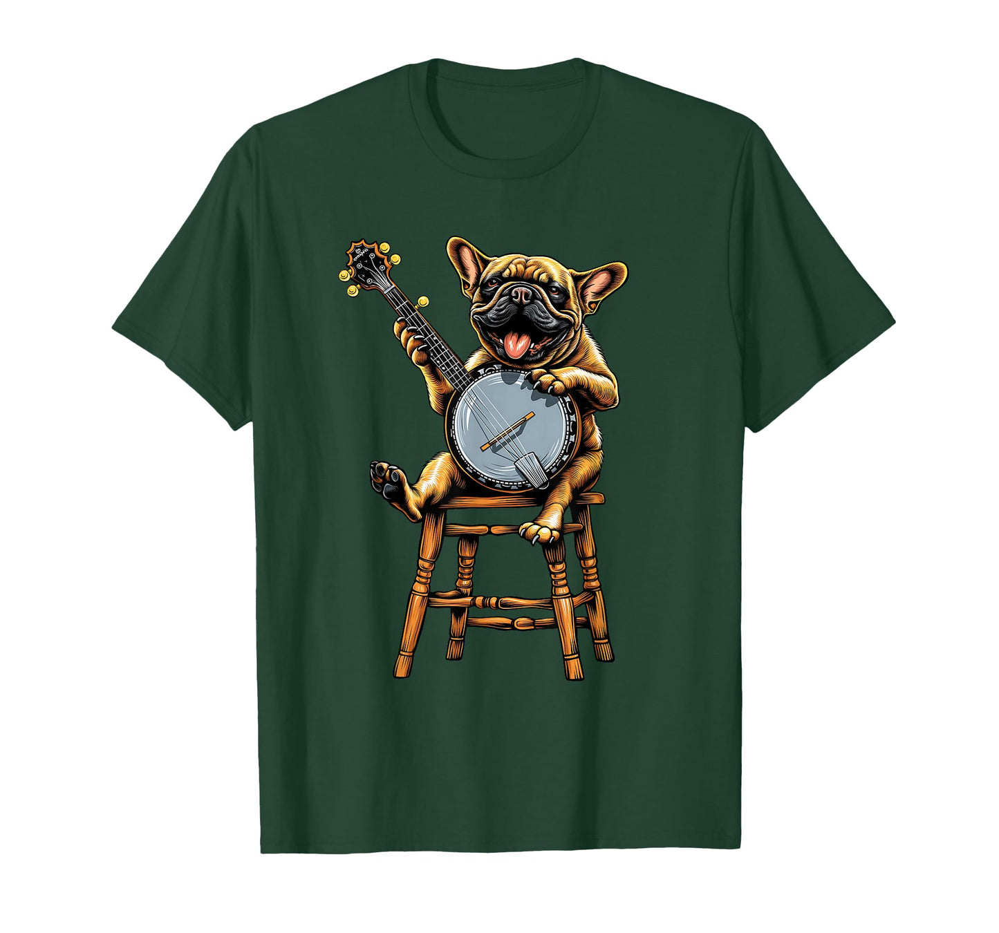French Bulldog Frenchie Dog Bluegrass Banjo Player T-Shirt