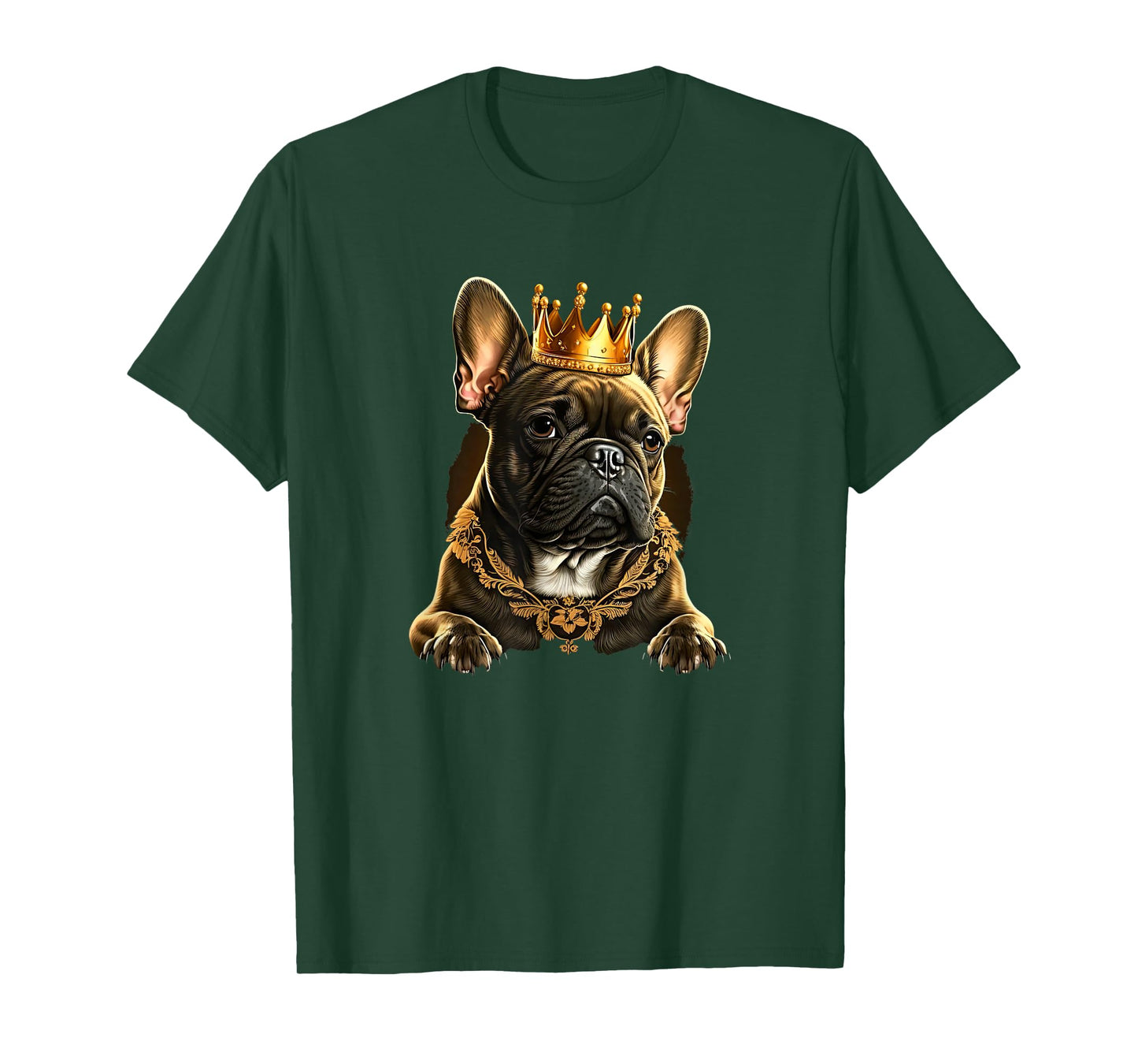 Funny French Bulldog Frenchie with a Golden Crown Men Women Girls Kids T-Shirt