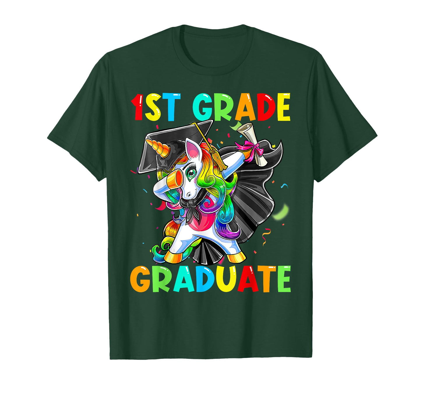 Dabbing Unicorn 1st Grade Graduation Cap Gown Gift Girls T-Shirt