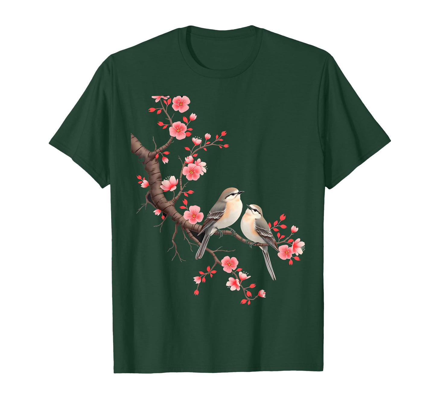 Birds Japanese Cherry Blossom T-Shirt