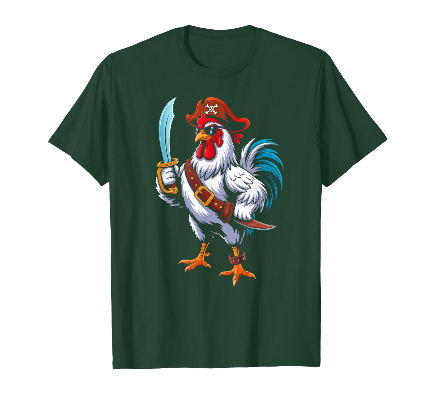 Chicken Halloween Costume Men Women Farmer Chicken Pirate T-Shirt