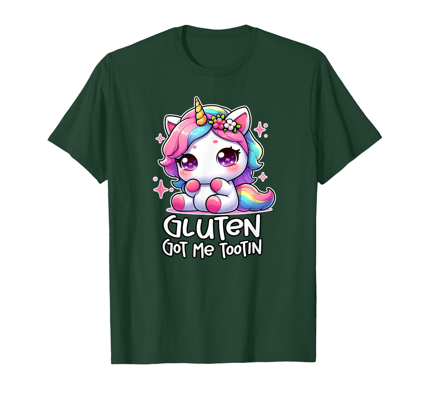 GLUTEN GOT ME TOOTIN celiac funny gluten free gifts unicorn T-Shirt