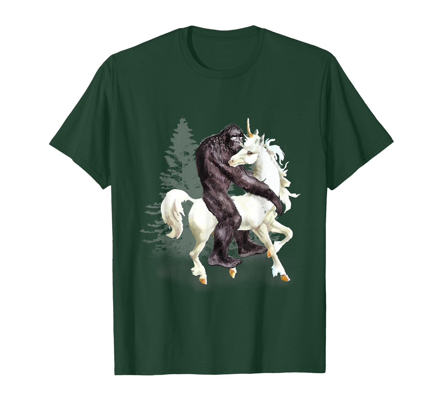 Bigfoot Sasquatch Riding Unicorn Funny Cute Gift T-Shirt