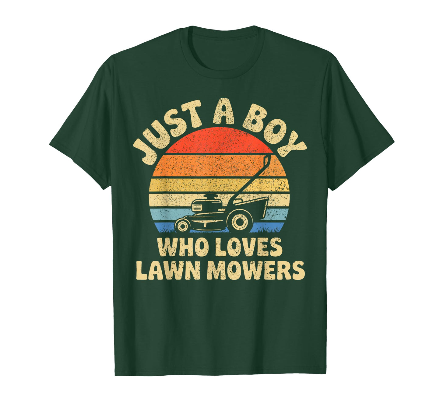 Vintage Lawn Mowing Just a Boy Who Loves Lawn Mowers Funny T-Shirt
