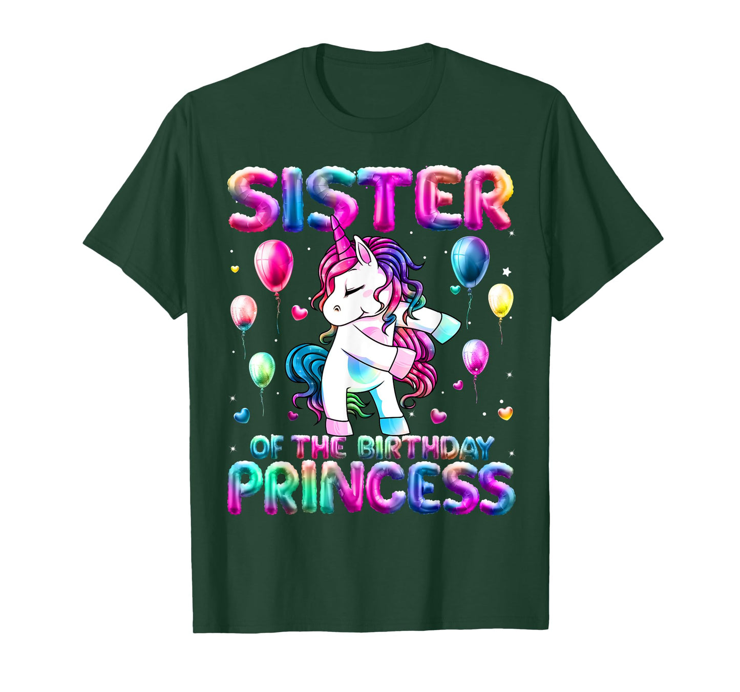Sister of the Birthday Princess Girl Flossing Unicorn Sister T-Shirt