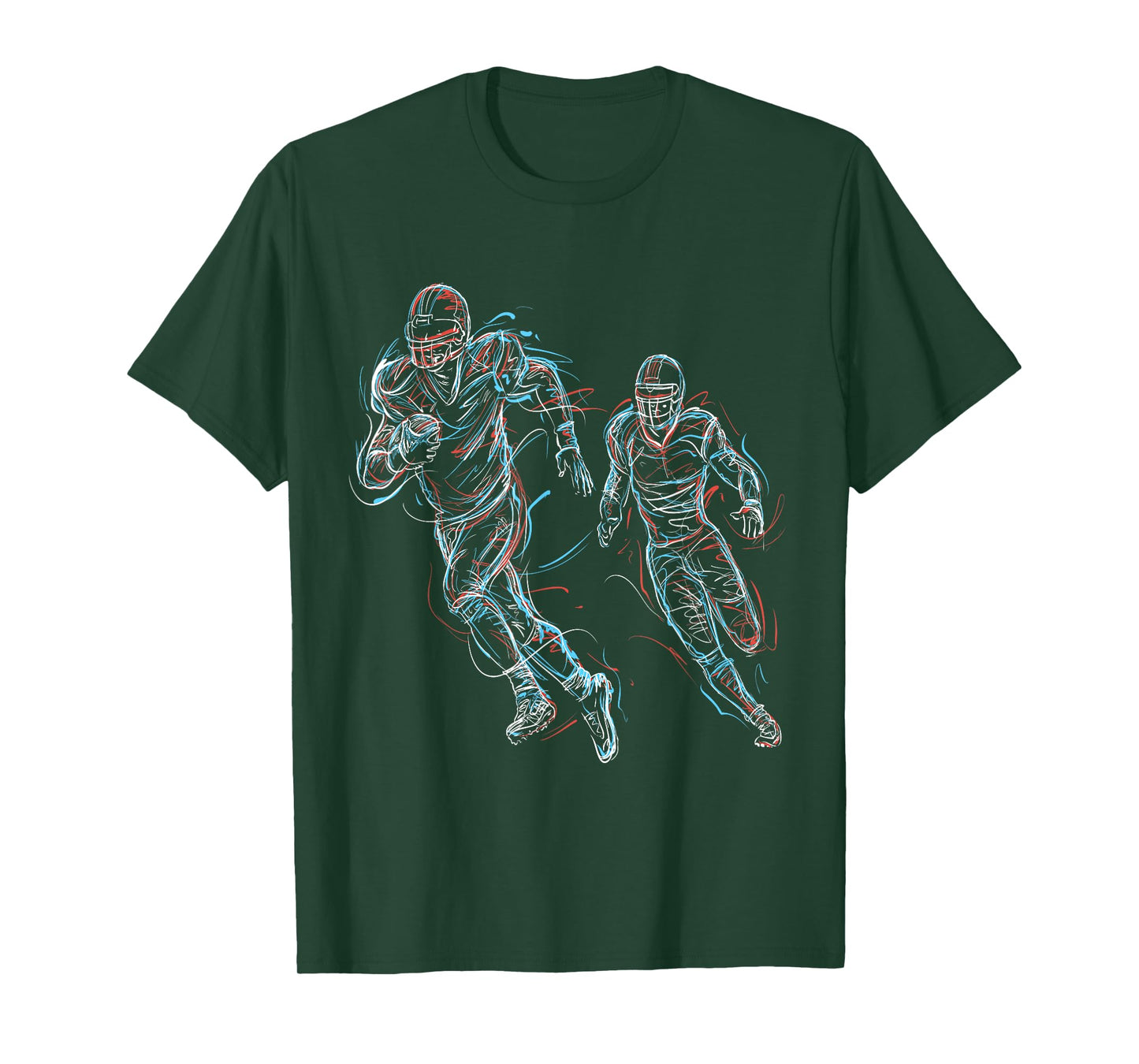 American Football Player Colourful Lines Design T-Shirt