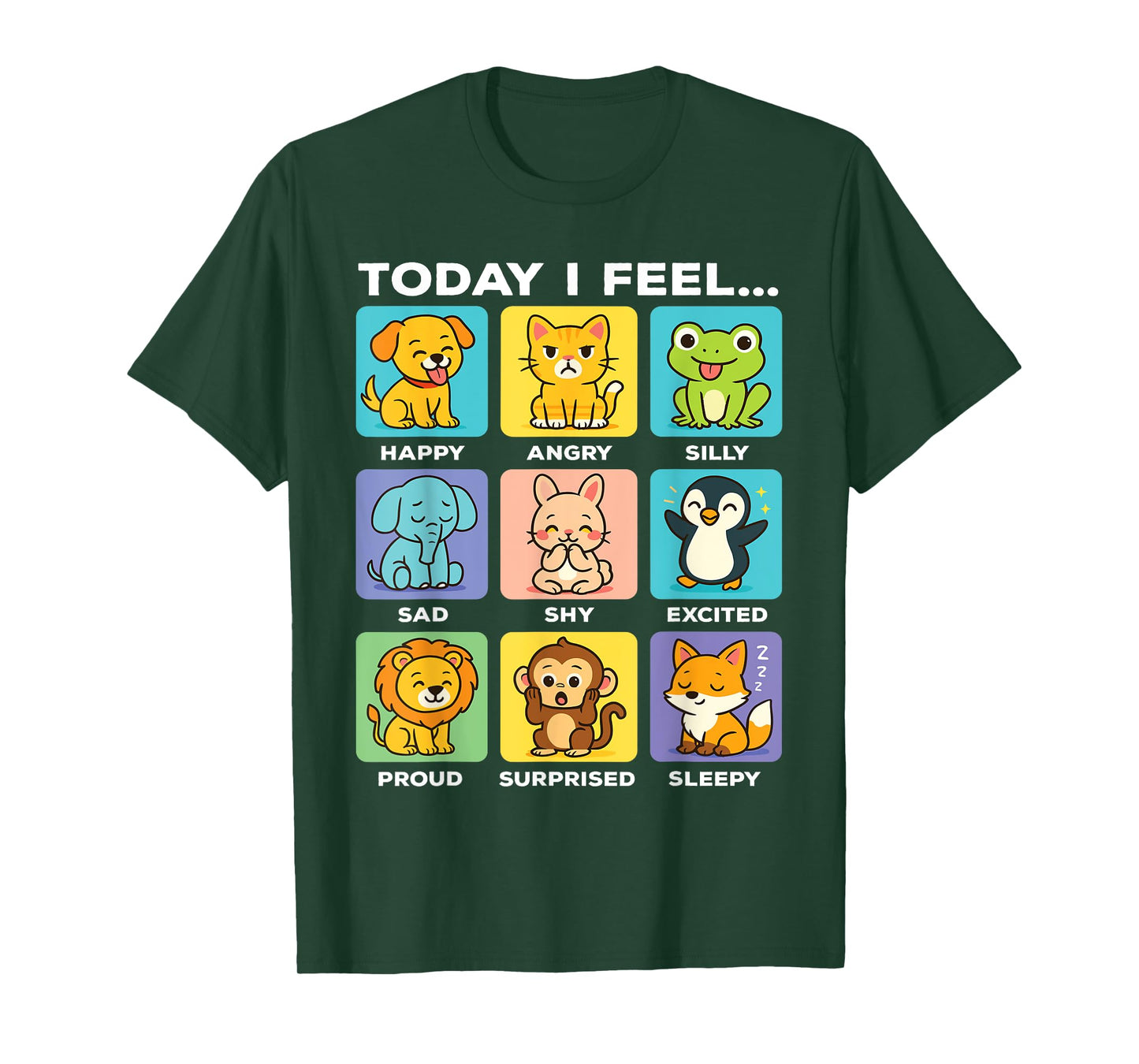 Today I Feel... Funny Animals Emotional Boxes Emotions Kids T-Shirt