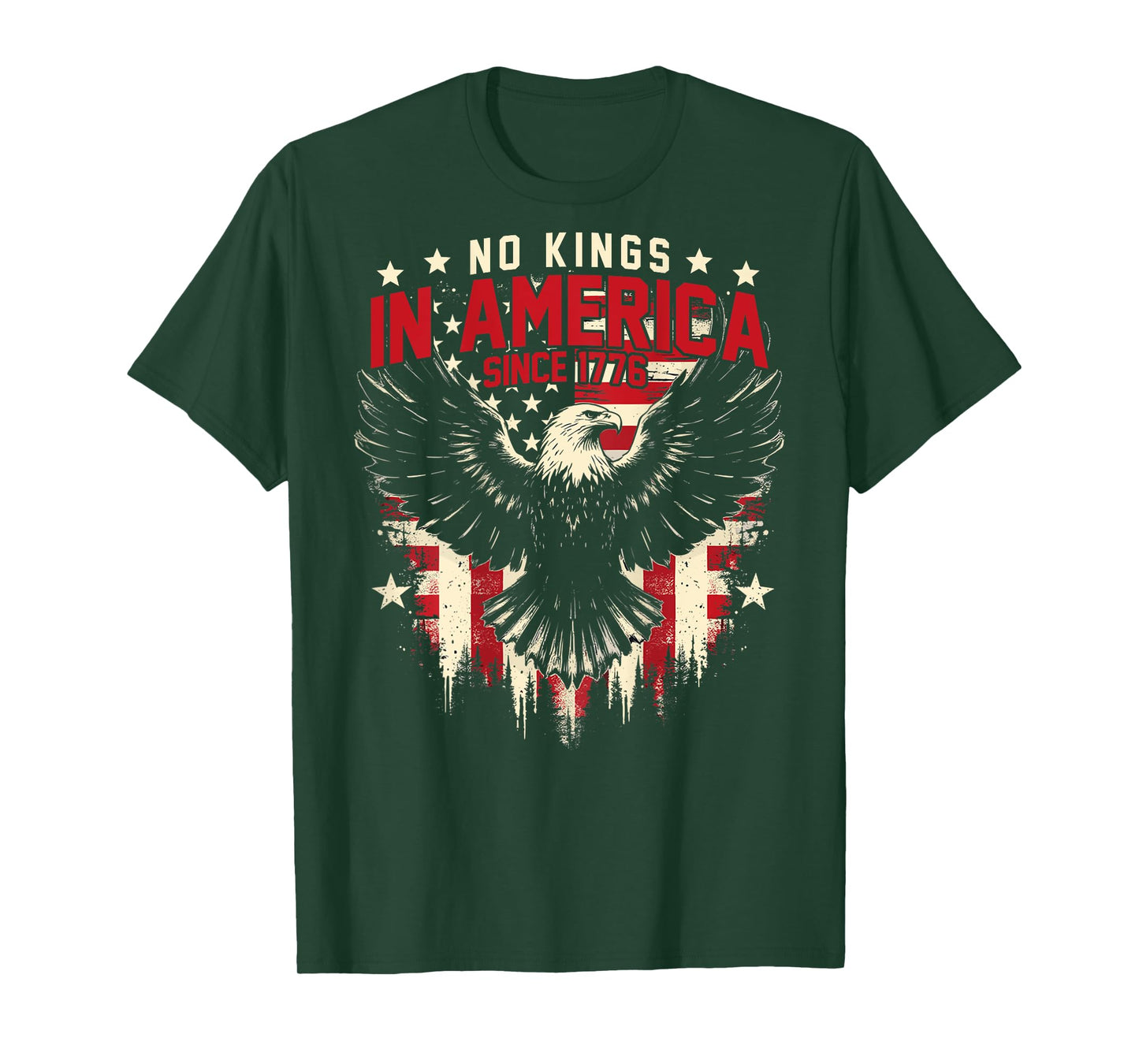 (ON BACK) No Kings In America Since 1776 USA Flag Vintage T-Shirt
