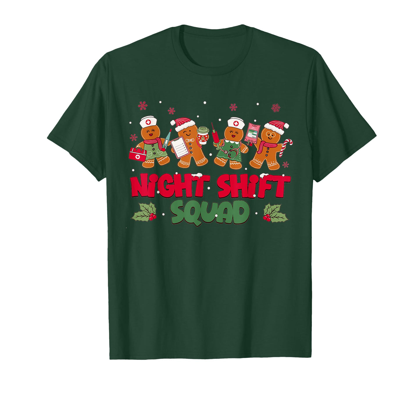 Nurse Christmas Night Shift Squad Gingerbread RN ER ED T-Shirt