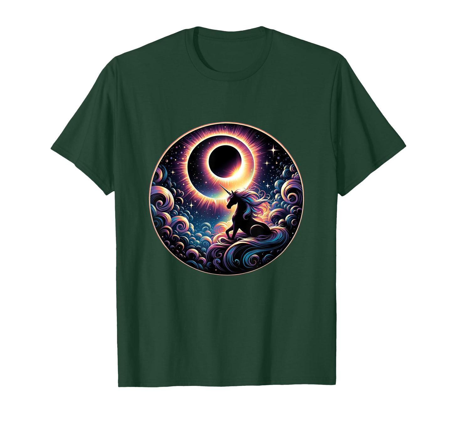 Total Solar Eclipse Apirl 08 2024 With Unicorn Graphic T-Shirt