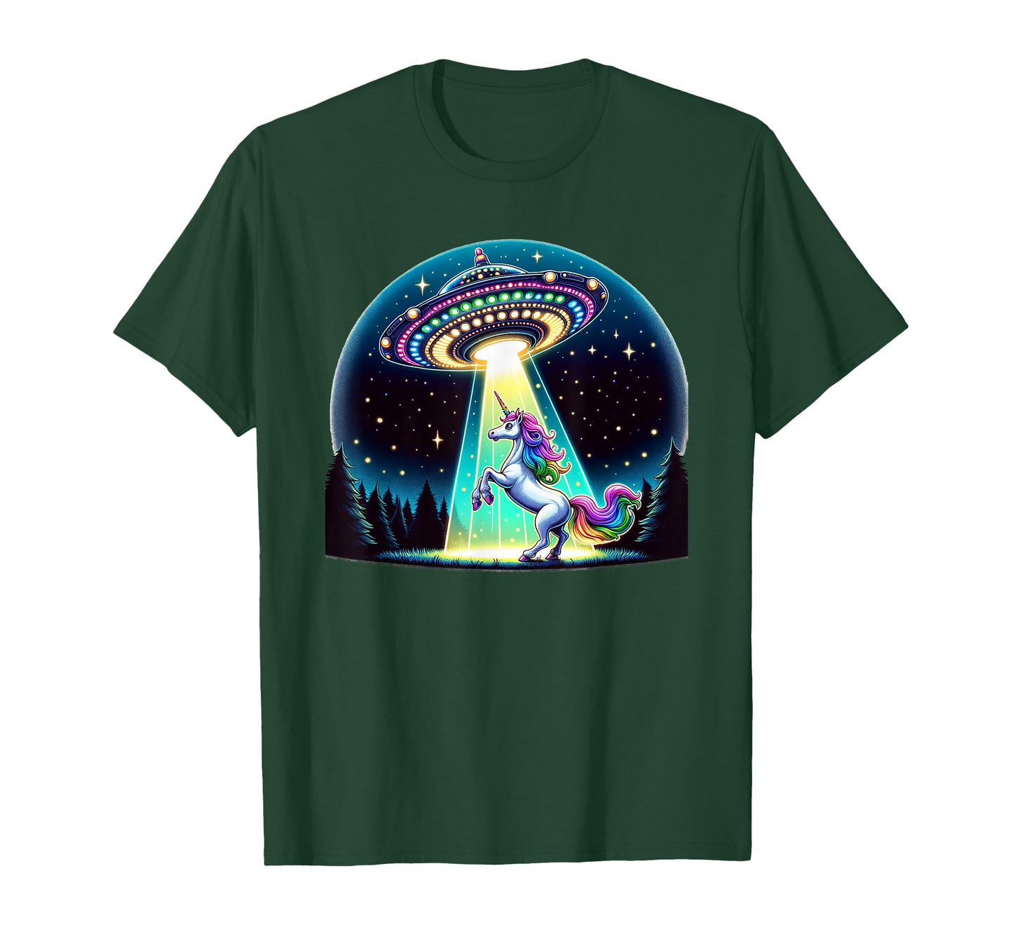 Rainbow Unicorn Abduction Alien Invasion Funny UFO Spaceship T-Shirt