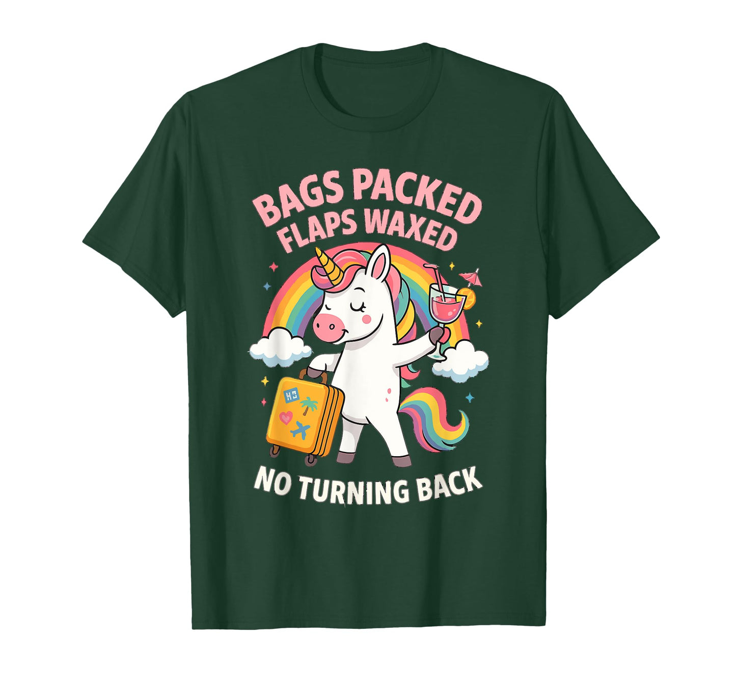 Bags Packed Flaps Waxed Unicorn for Girls Trips Vacation T-Shirt