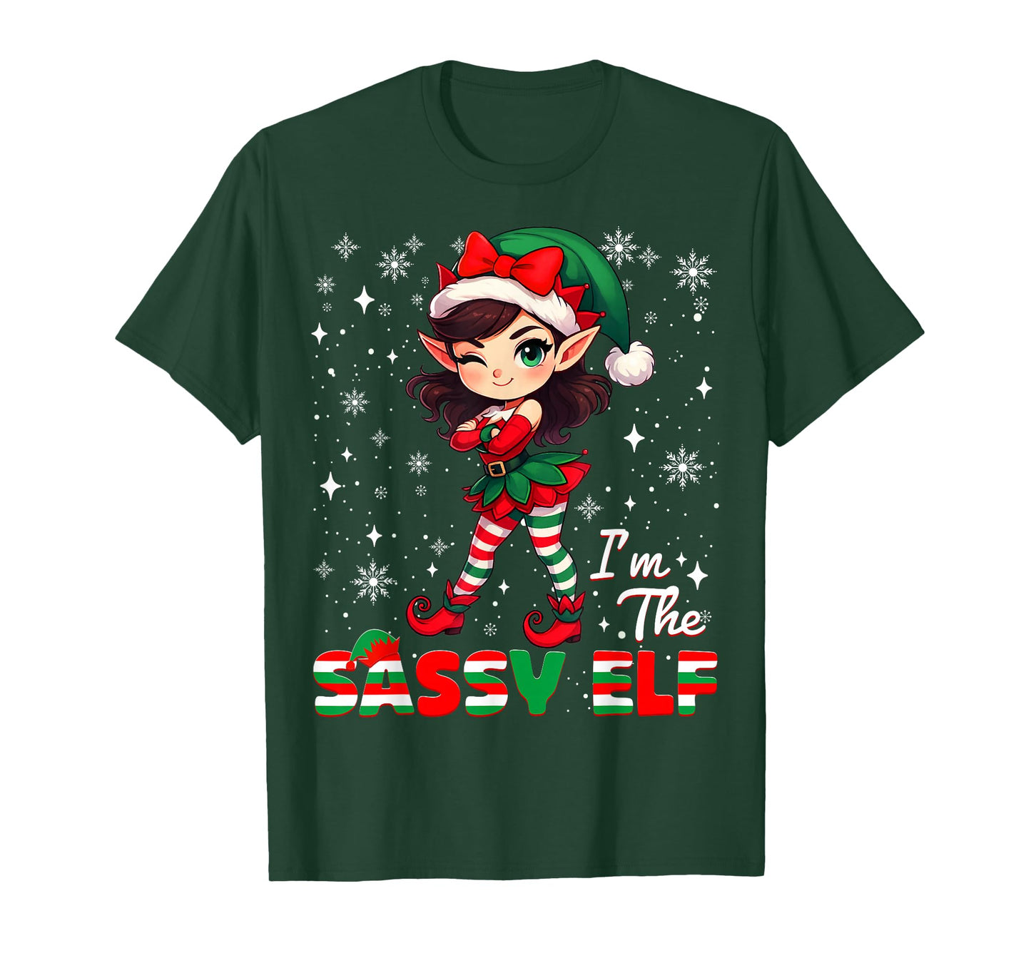 Im The Sassy Elf Cute Snowflake Christmas Xmas Girl Women T-Shirt