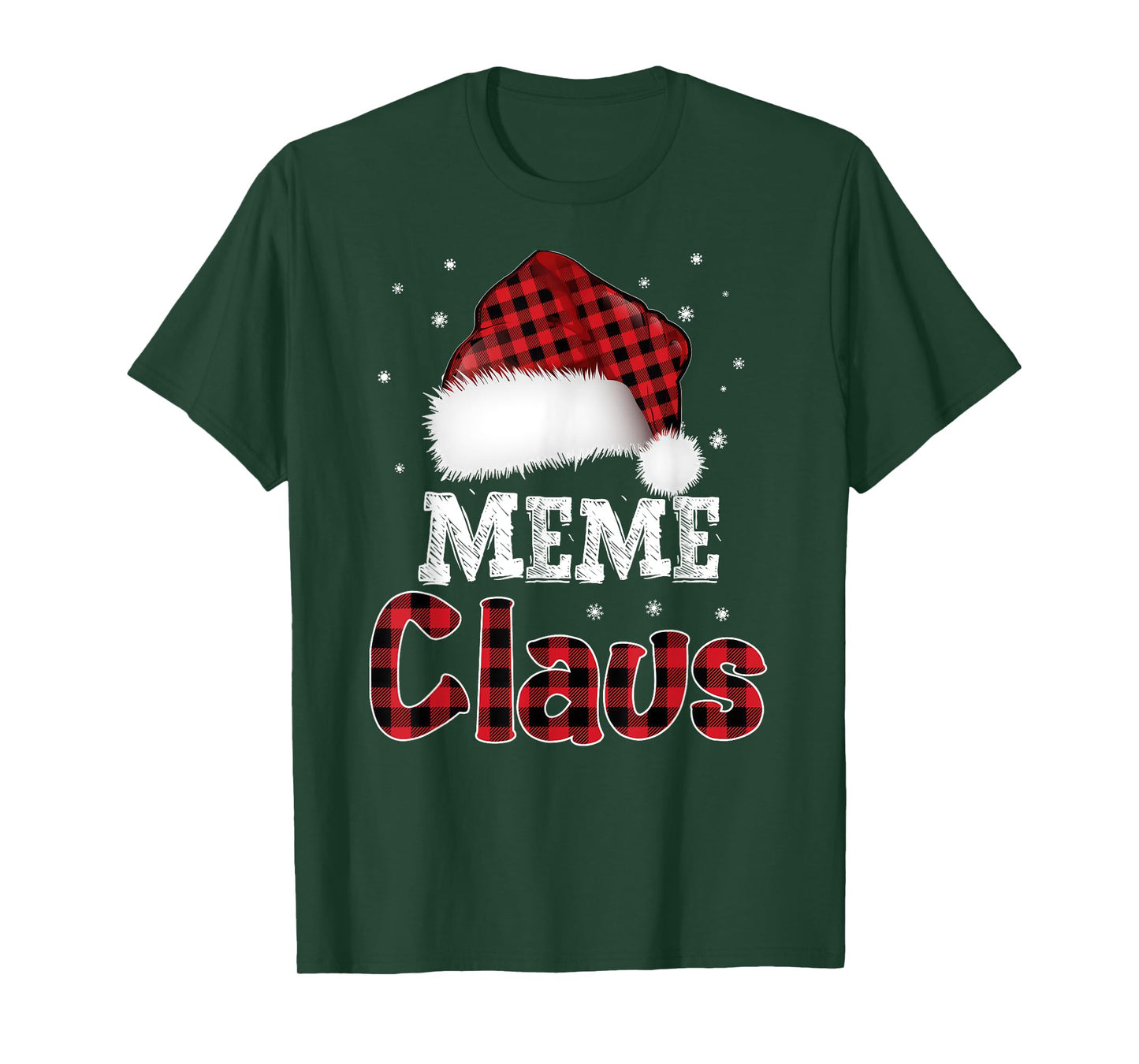 Meme Claus Christmas Red Plaid Pajama Family Matching T-Shirt