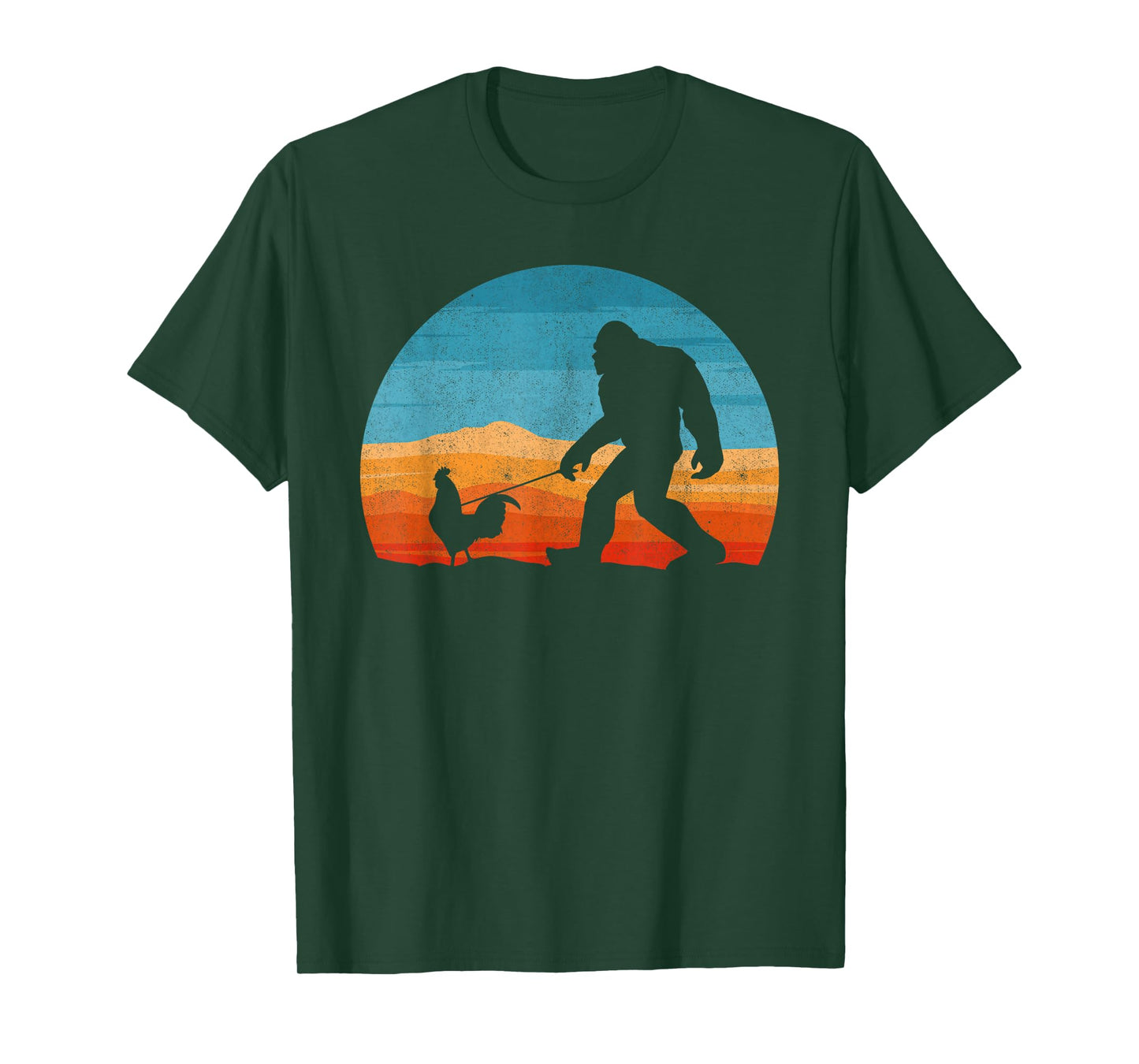 Bigfoot Walking Rooster Sasquatch Chicken Lover T-Shirt