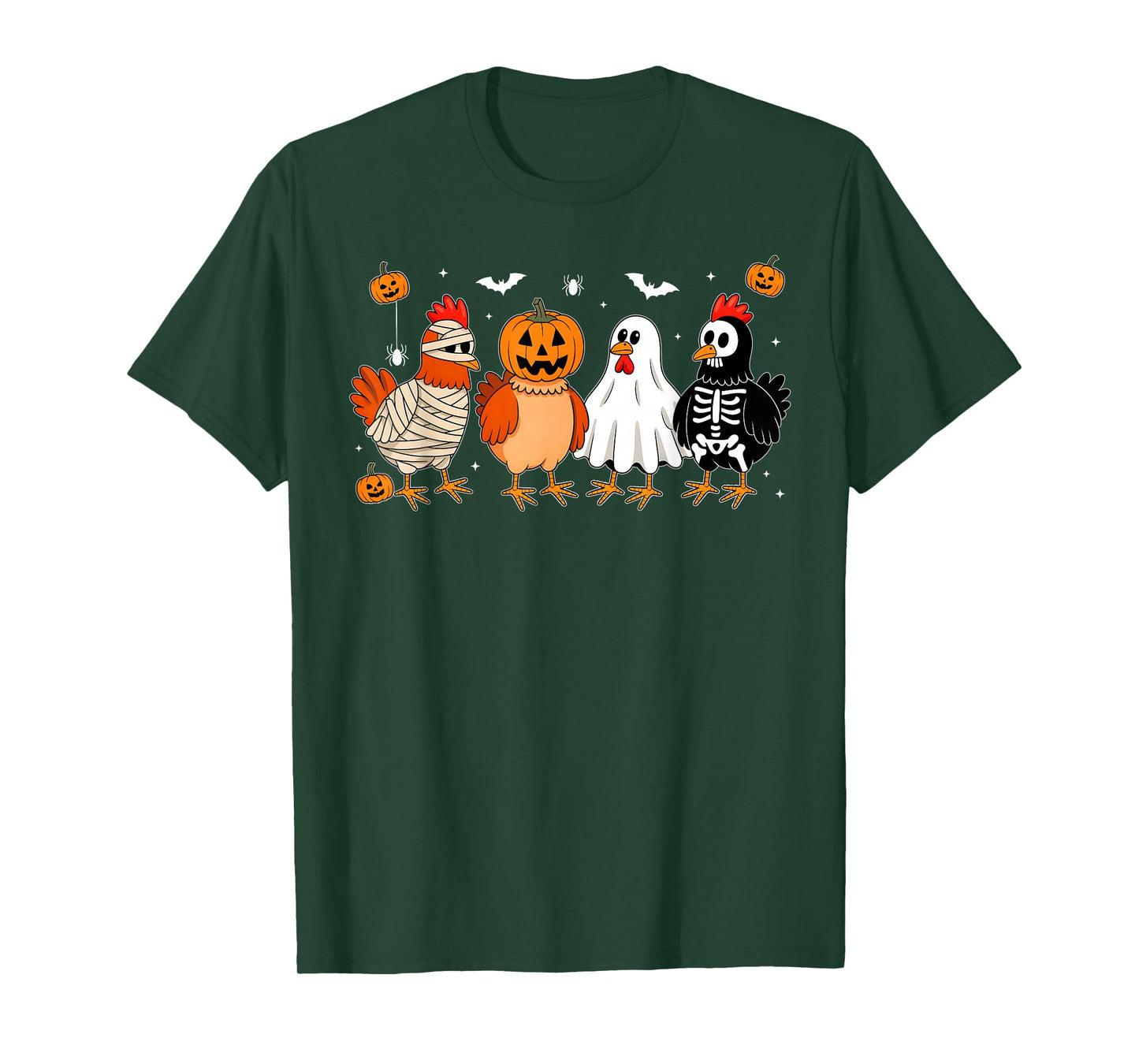 Mummy Chicken Skeleton Ghost Pumpkin Halloween Chicken Lover T-Shirt