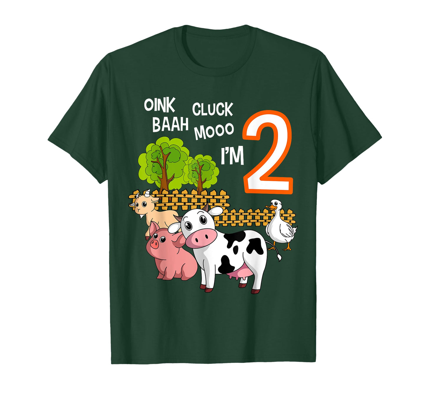Oink Cluck Baah Mooo I'm 2 Farm Animal 2nd Birthday Party T-Shirt