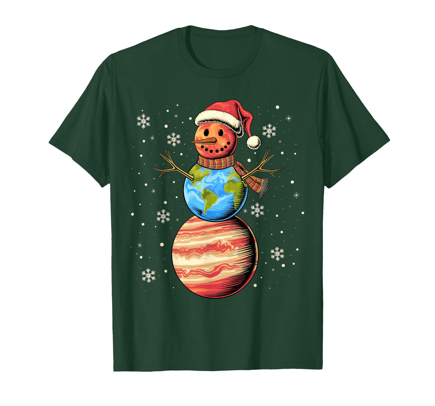 Planets Snowman Space Funny Christmas Astronomy for Kids T-Shirt