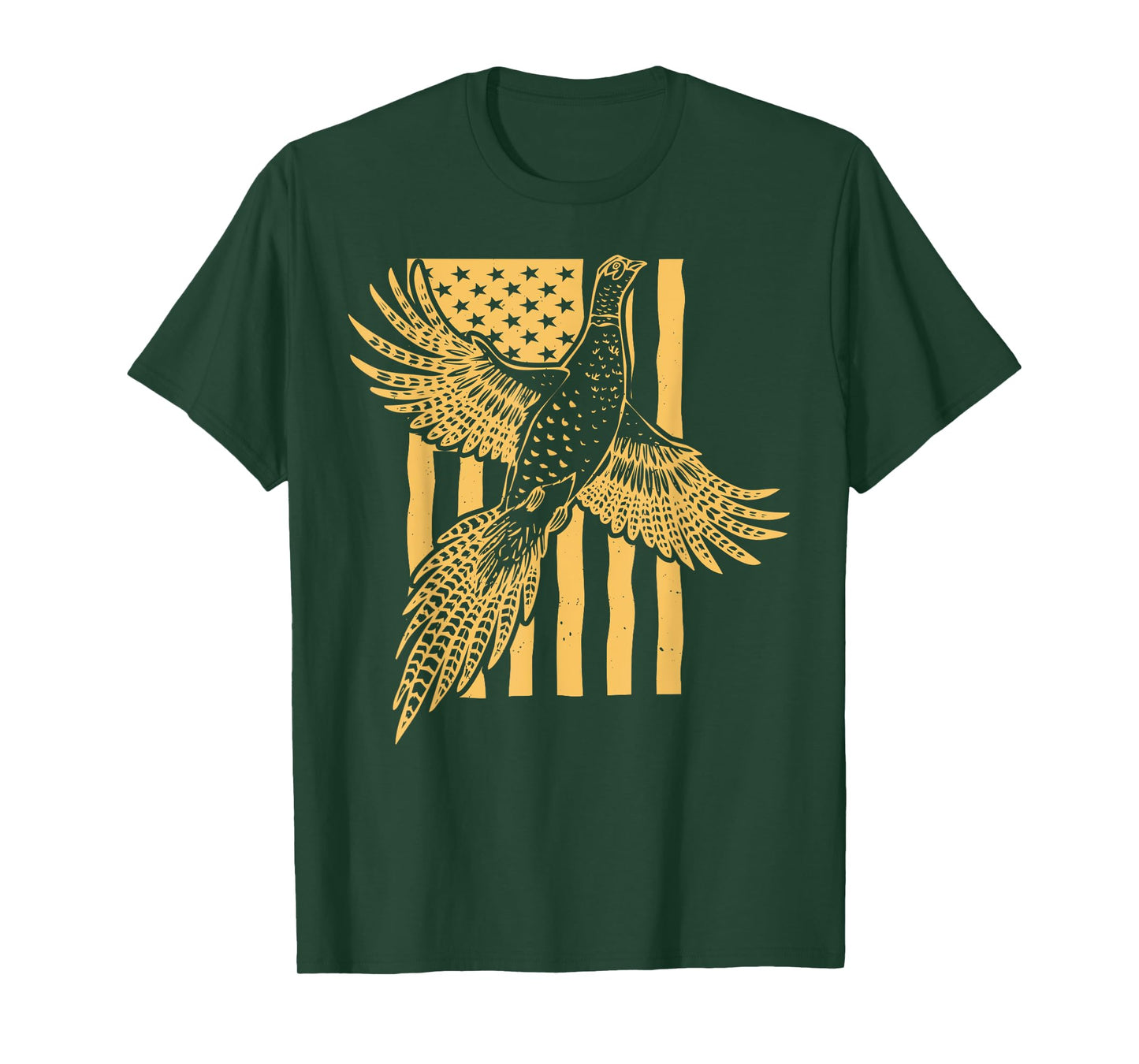 Vintage Pheasant Bird Hunter American Flag Hunting Father T-Shirt