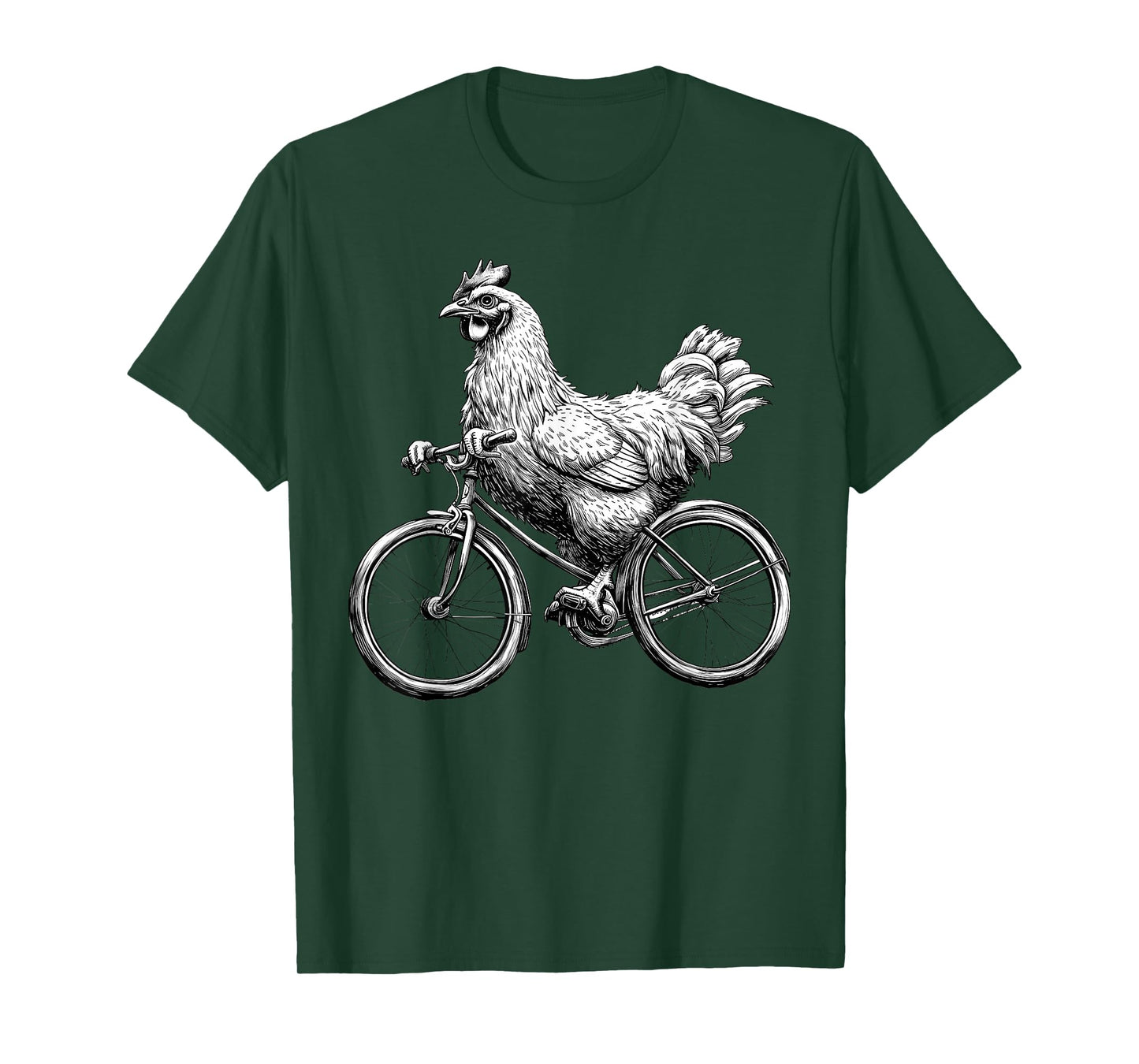 Funny Chicken Riding Bike Cyclist Cute Animal Lover Farm T-Shirt