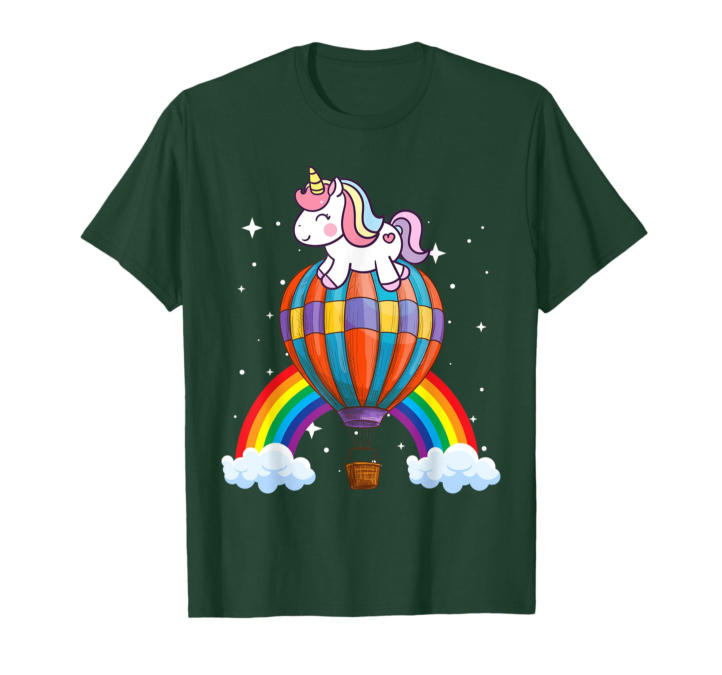 Unicorn Riding Hot Air Balloon Boys Girls Men Women Kids T-Shirt
