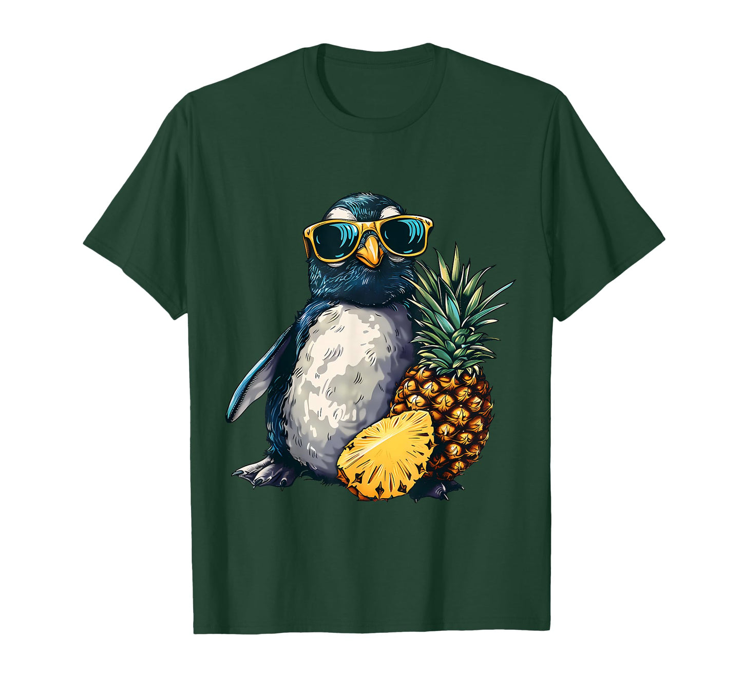 Pineapple Penguin Bird Animal Art Pineapple Lover Drawing T-Shirt