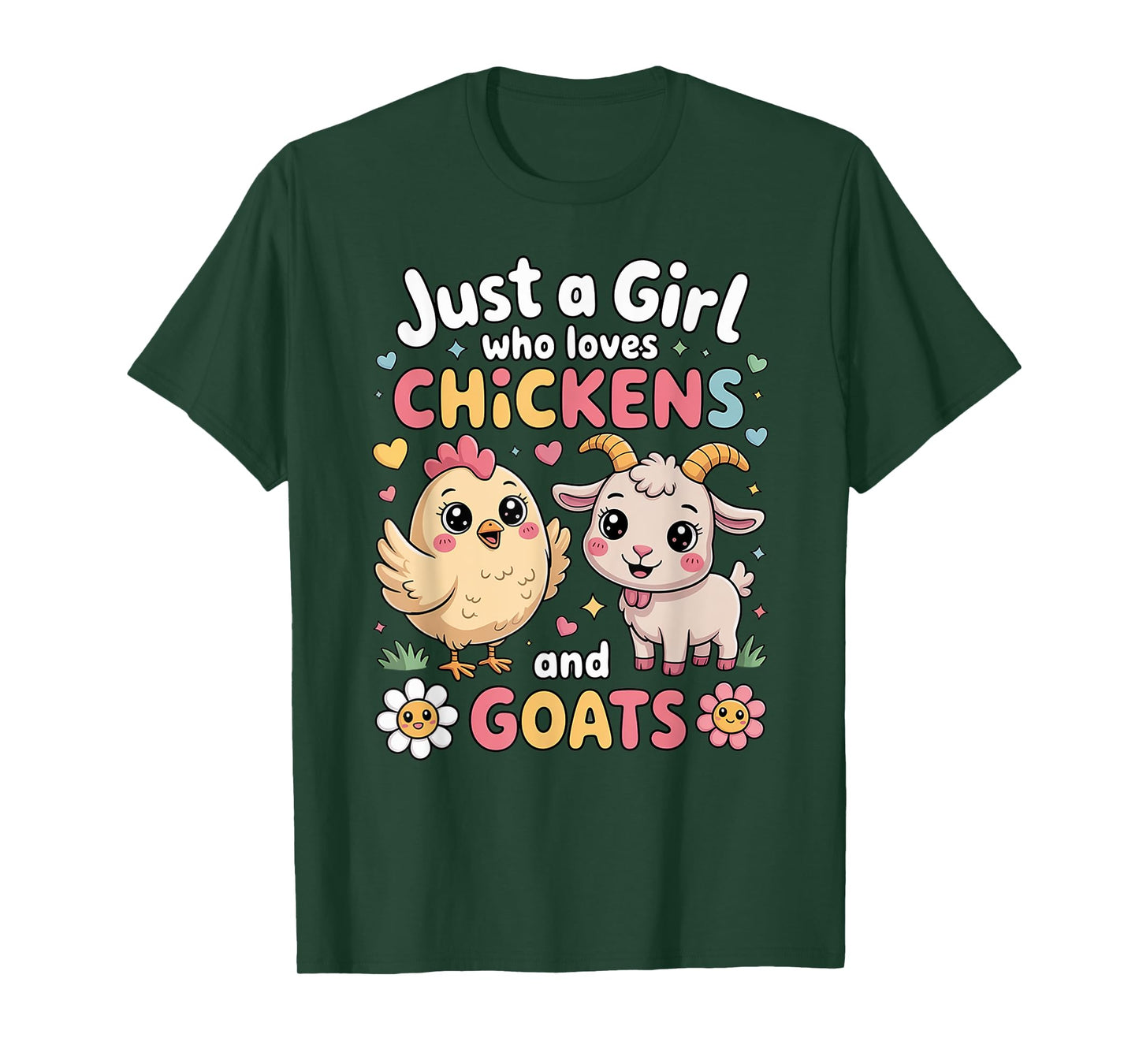 Cute Just A Girl Who Loves Chicken and Goat Poultry farming T-Shirt