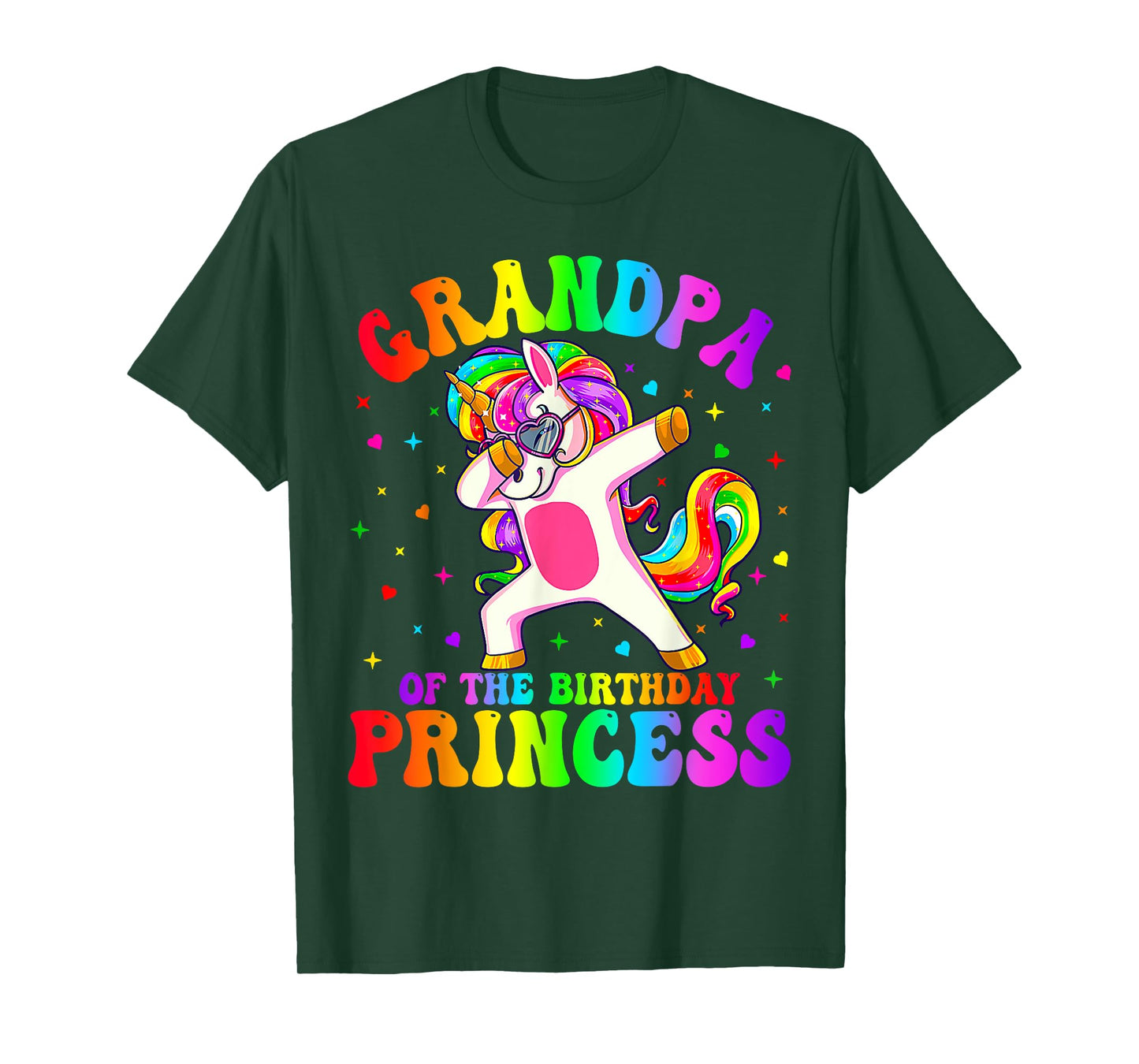 Grandpa of the Birthday Princess Girl Dabbing Unicorn Funny T-Shirt