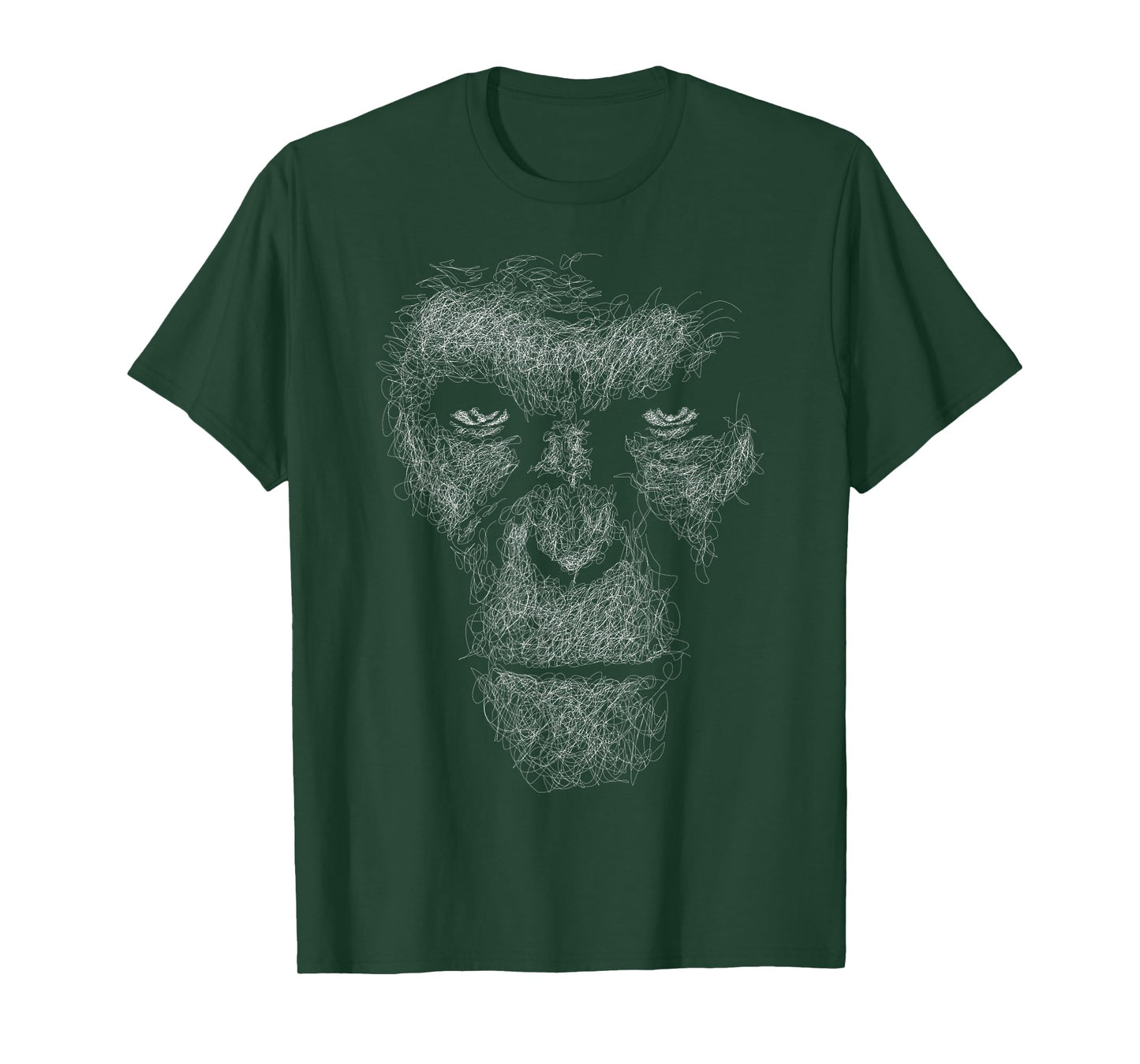 gorilla face scribble art head for lover Silverback animals T-Shirt