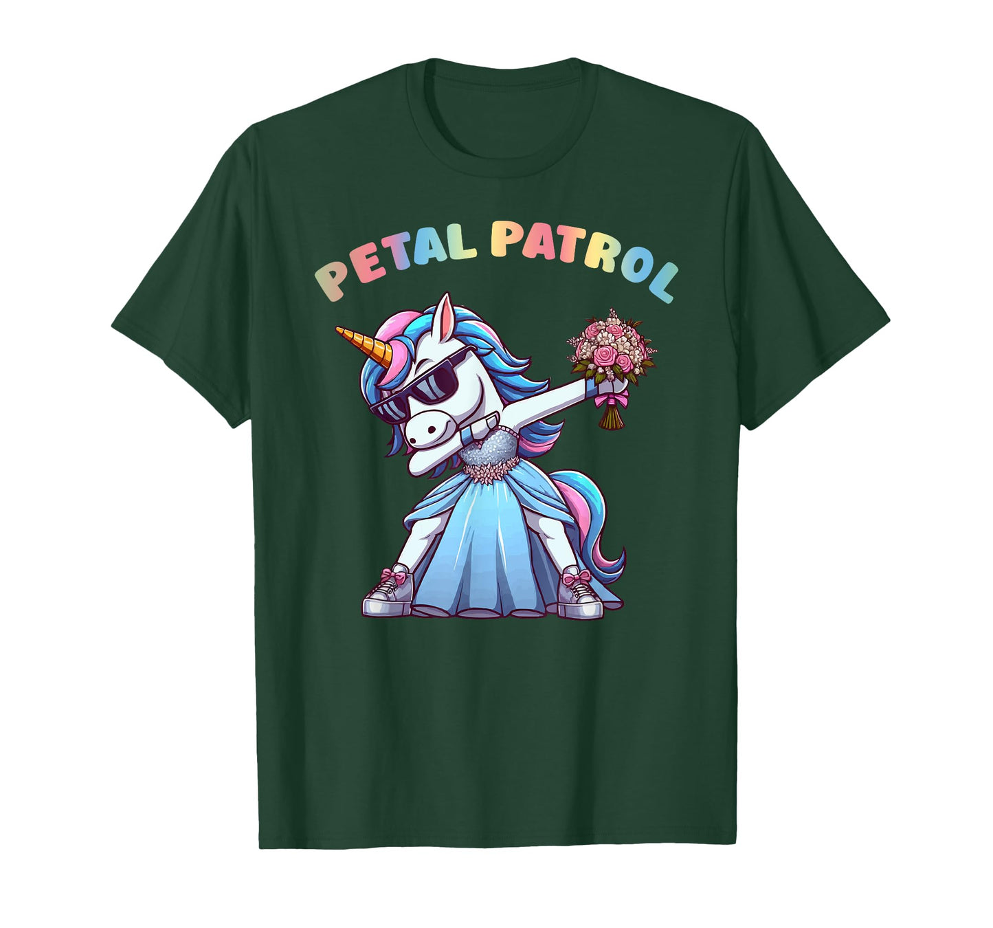 Wedding Petal Patrol Flower Girl Unicorn Tee Bridesmaid T-Shirt