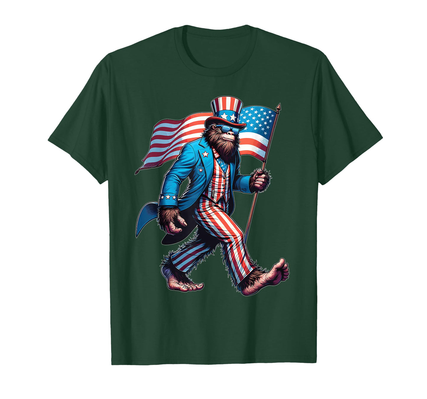 Bigfoot Sasquatch 4th Of July Shirts Patriotic American Flag T-Shirt
