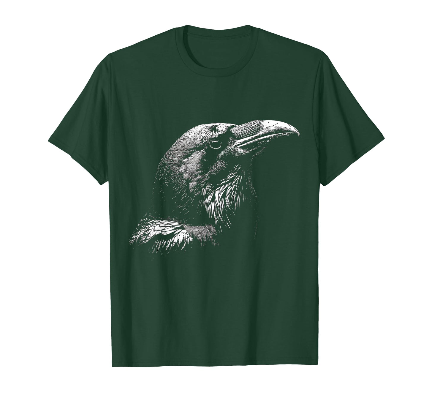 Raven Drawing Bird Art Animal Face Graphic Raven T-Shirt