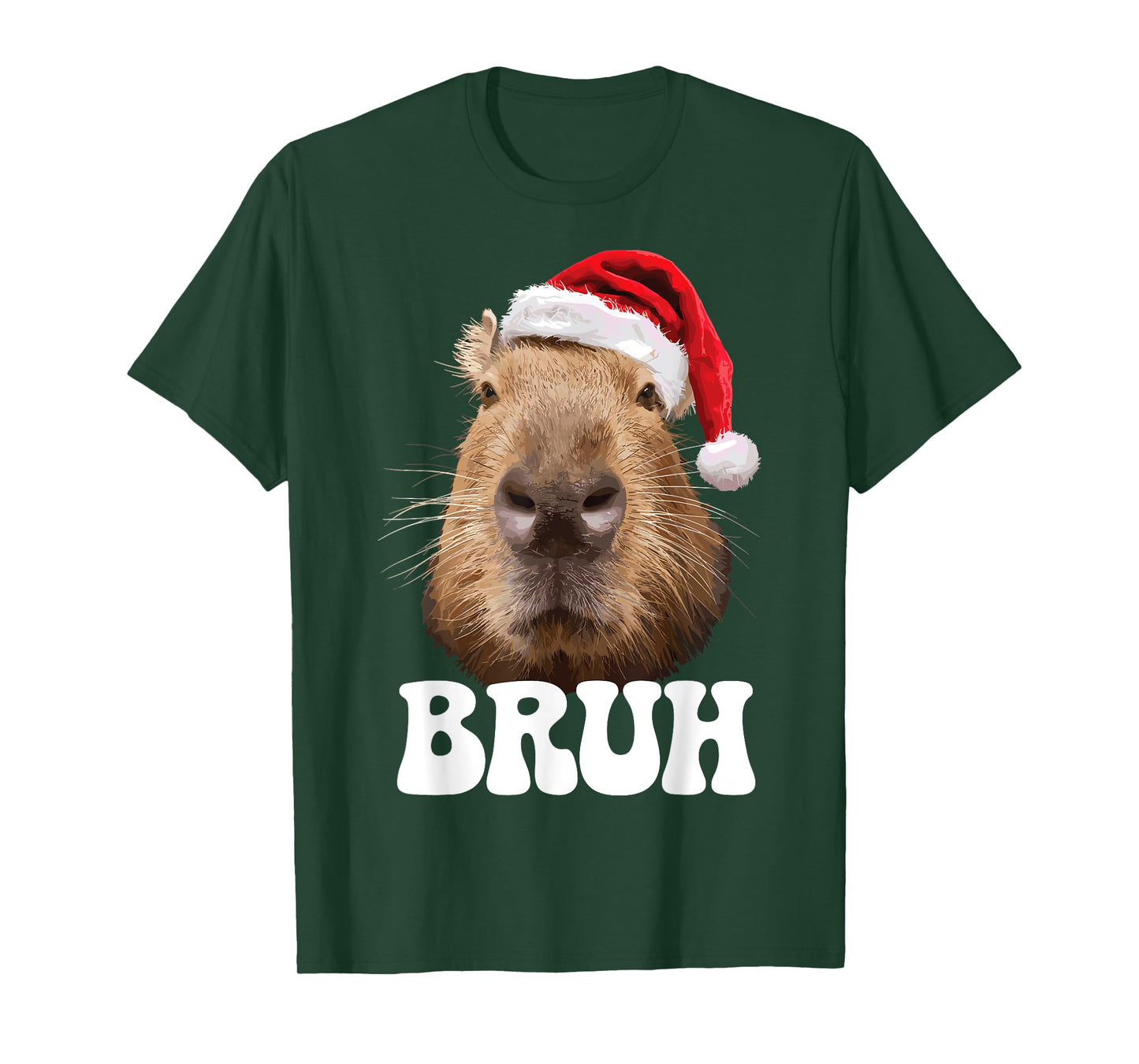 Capybara Bruh Funny Santa Hat Christmas Season Capybara T-Shirt