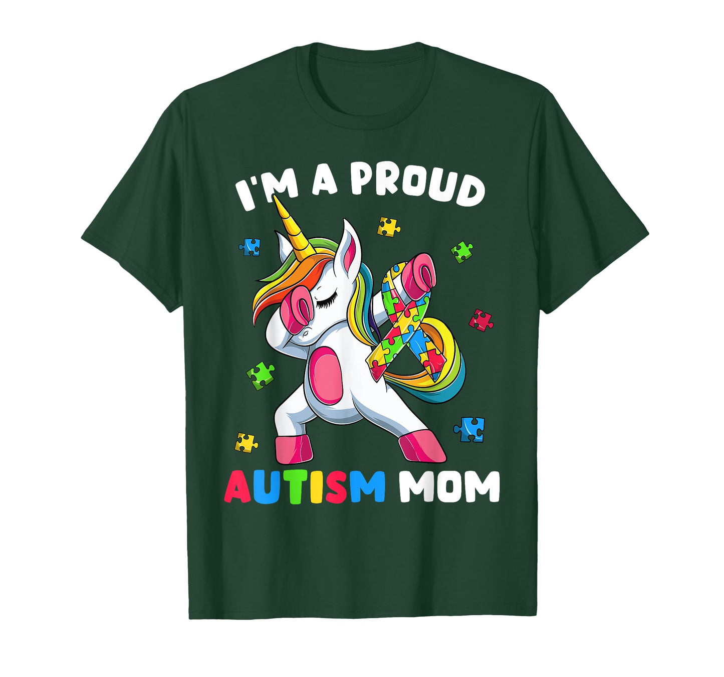 Proud Autism Mom Dab Dance Shirts, Women's Dabbing Unicorn T-Shirt