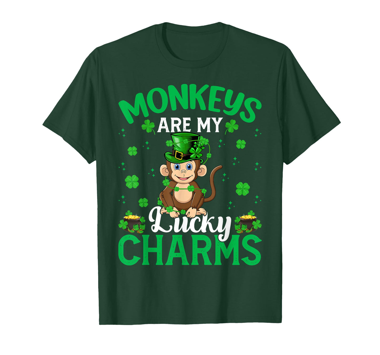 Funny Monkeys Are My Lucky Charms Monkey St Patrick's Day T-Shirt