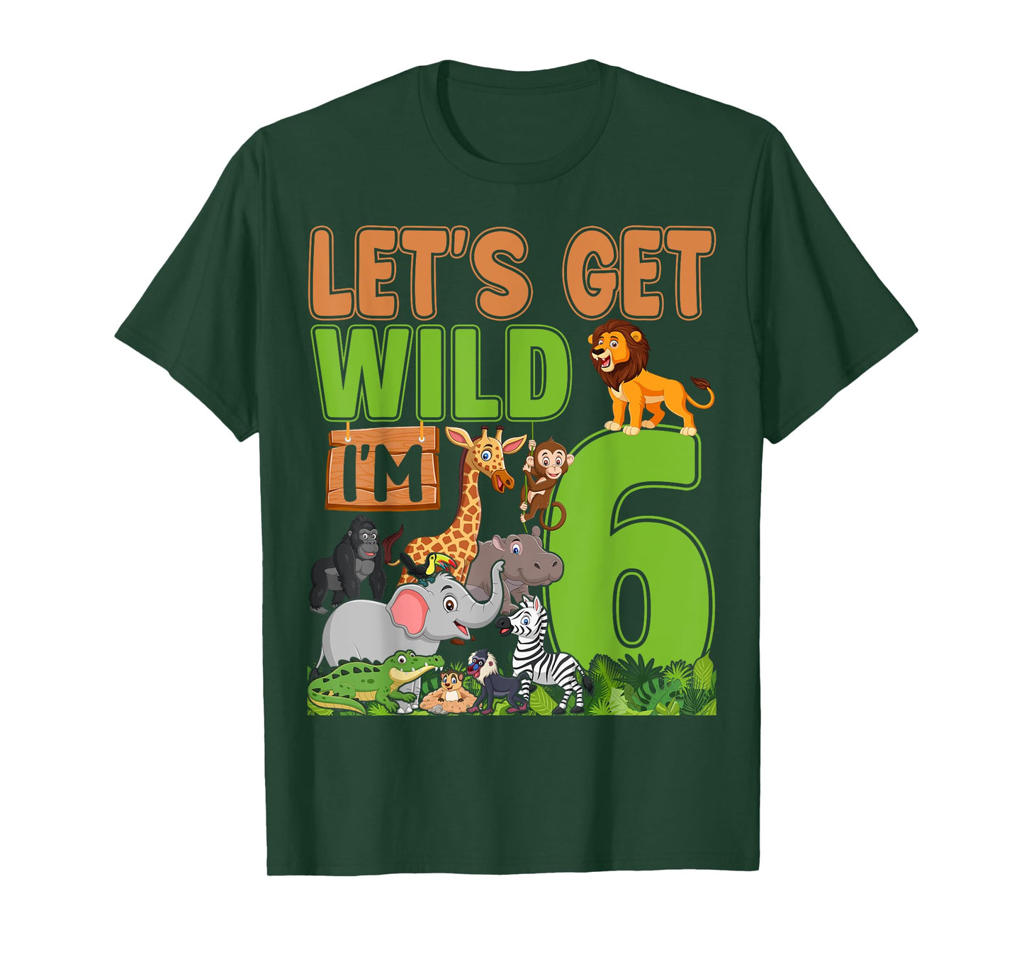 6 Year Old Zoo Birthday Safari Jungle Animal 6th Birthday T-Shirt