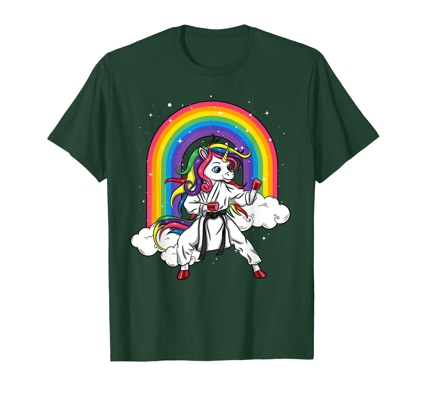 Rainbow Unicorn Karate Taekwondo MMA Judo Kids Girl T-Shirt