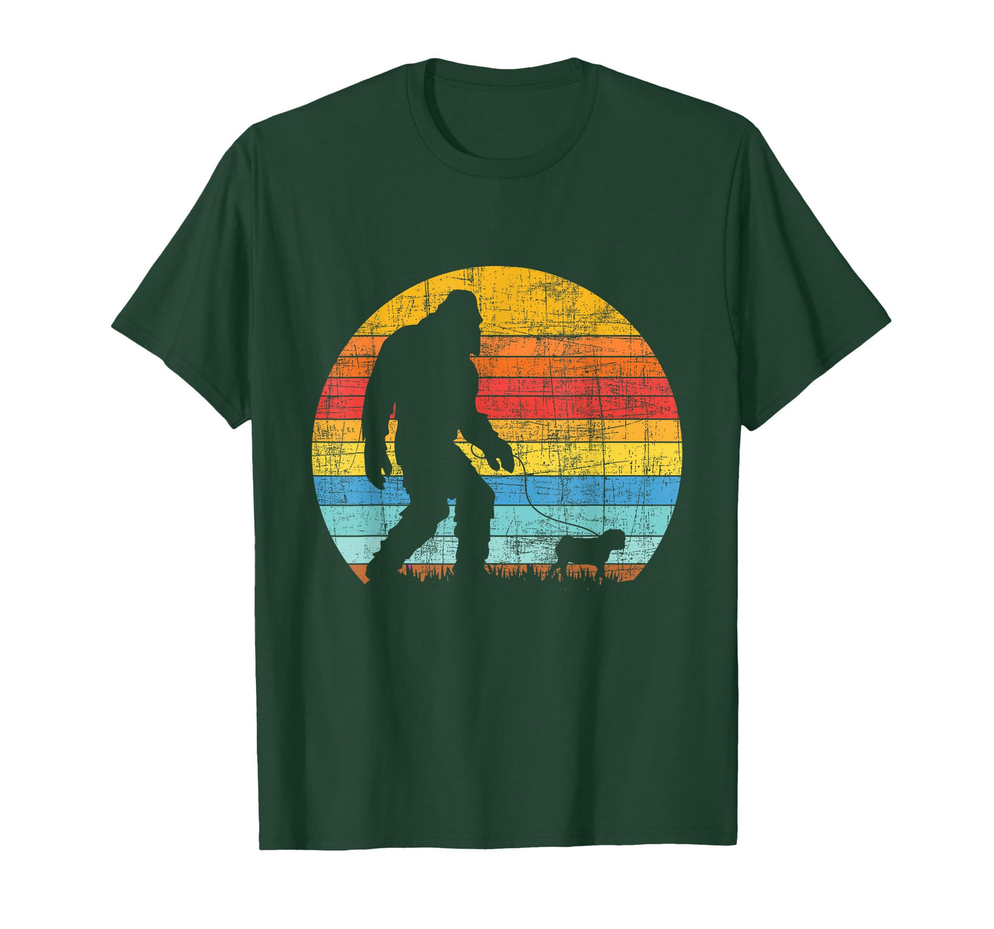 Bigfoot Walking With A Pug - Dog Owner Animal Puppy Trainer T-Shirt