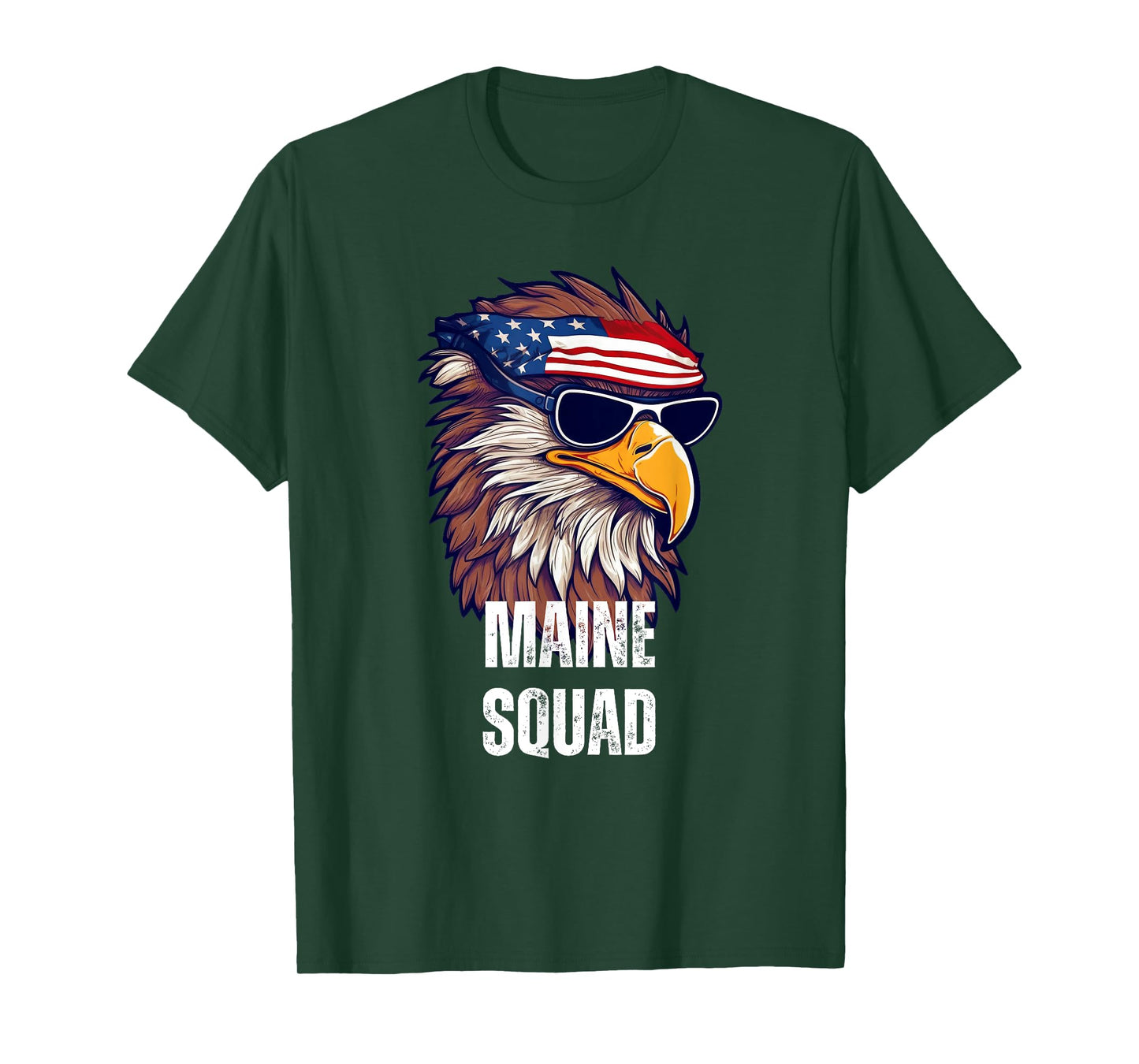 Maine Squad - Retro Bald Eagle American Flag Bandana T-Shirt